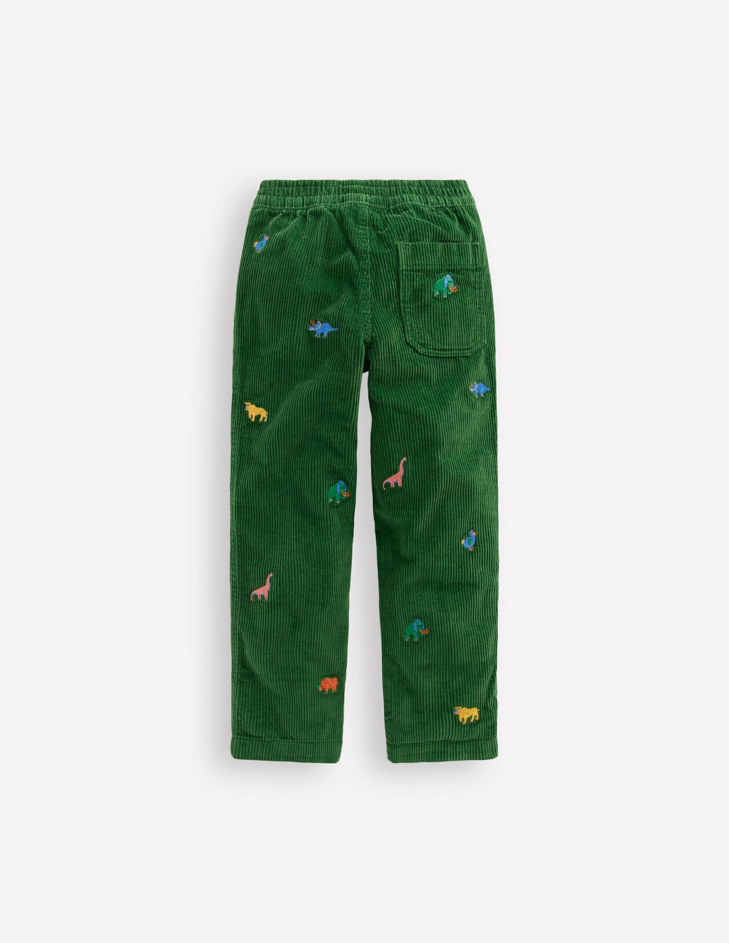 Pull-on Cord Trousers-Prehistoric Animals Embroidery