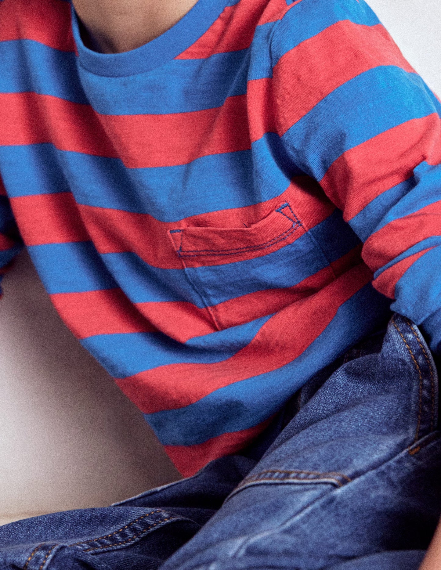 Everyday Long Sleeve T-Shirt-Kingfisher Blue/ Jam Red