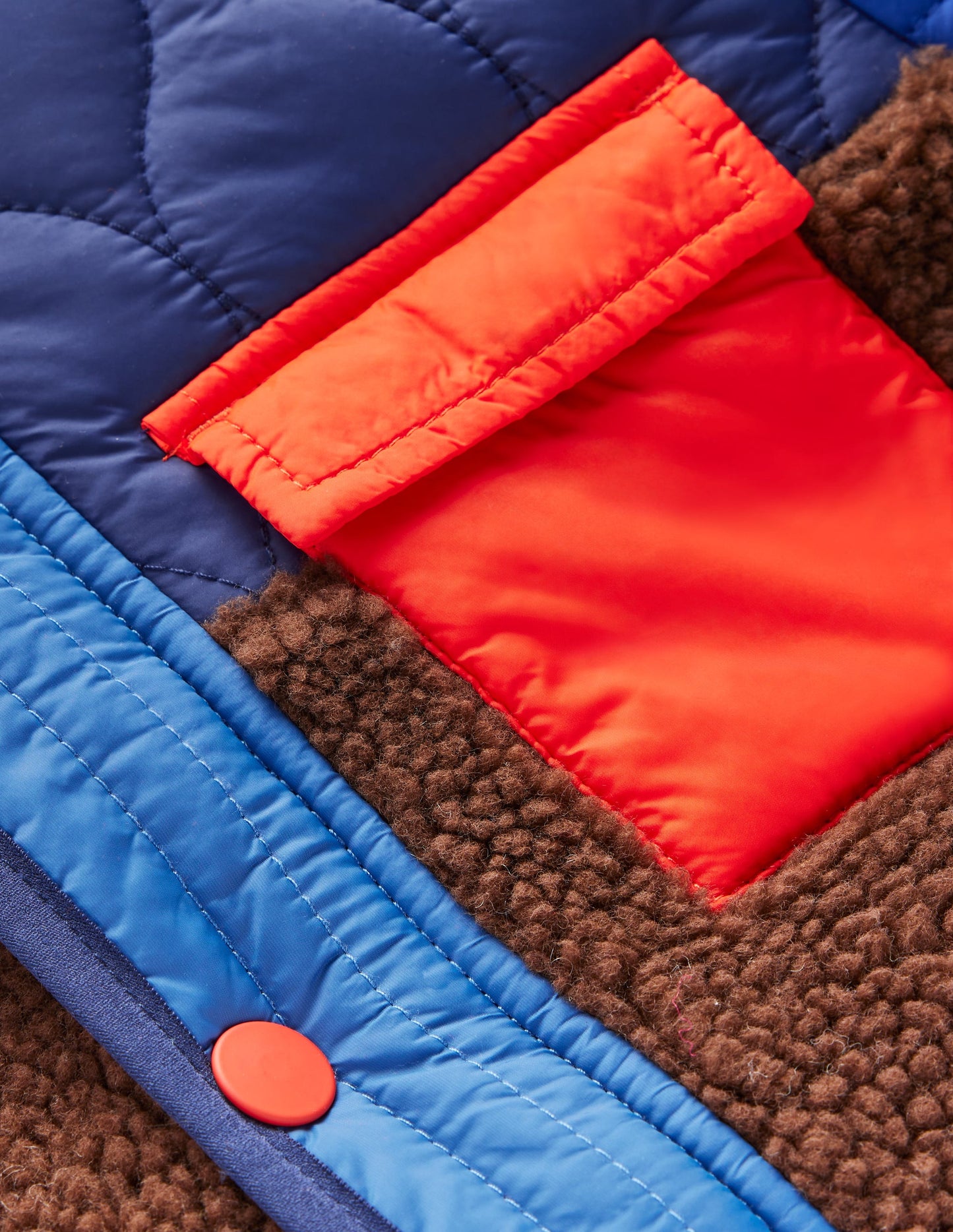 Quilted Borg Jacket-Dark Colourblock