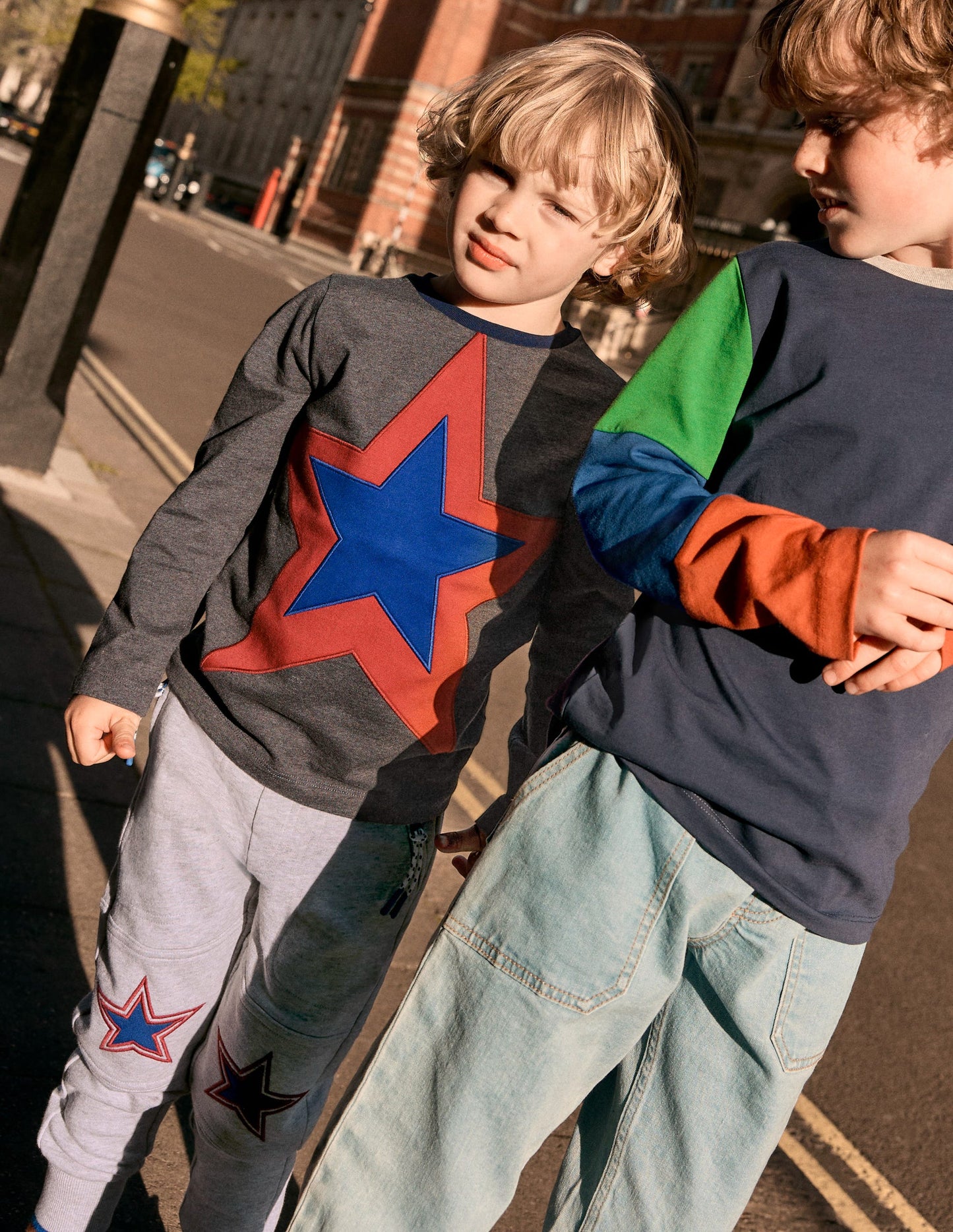Star Appliqué T-shirt-GREY MARL STAR