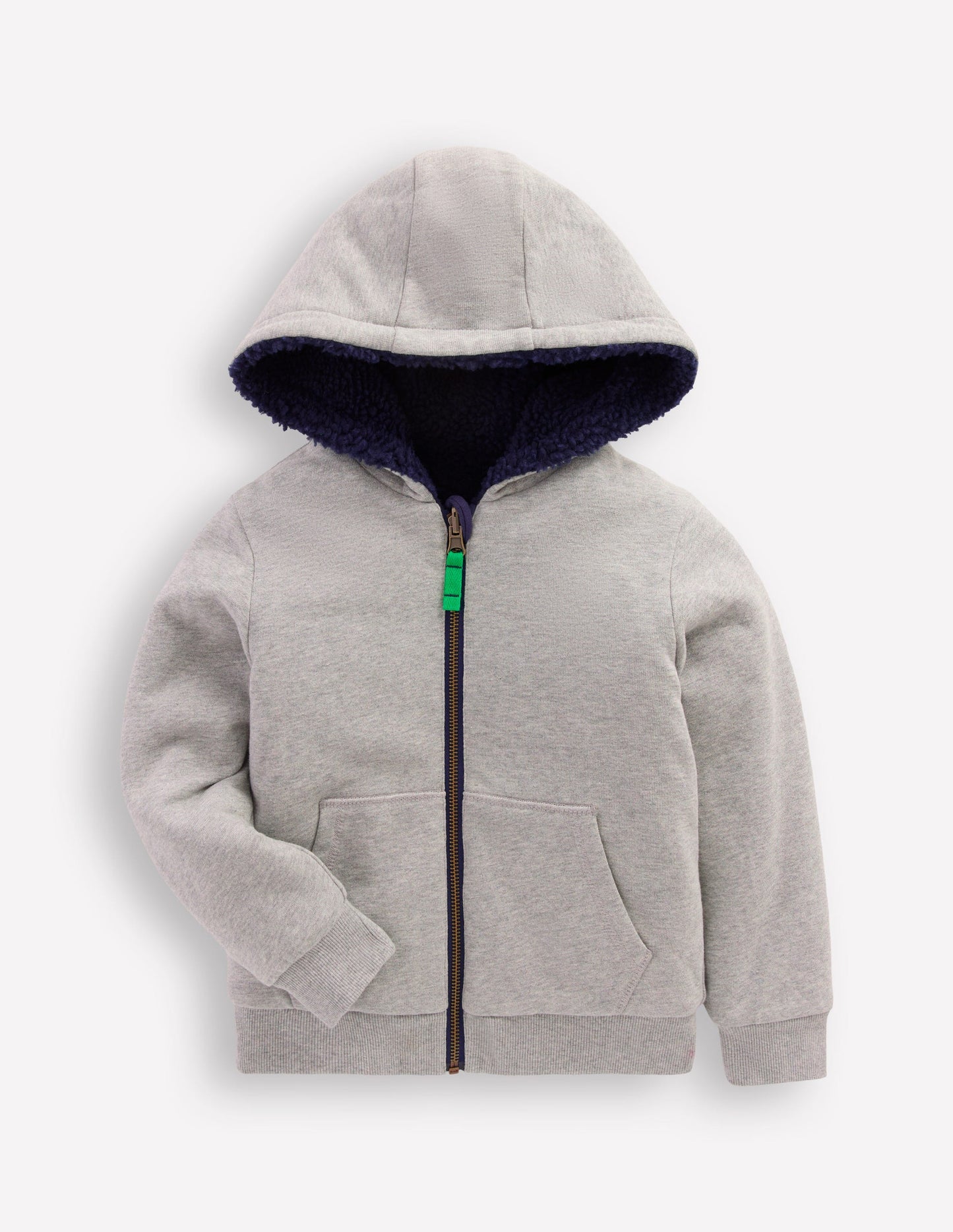 Reversible Borg Hoodie-Grey Marl