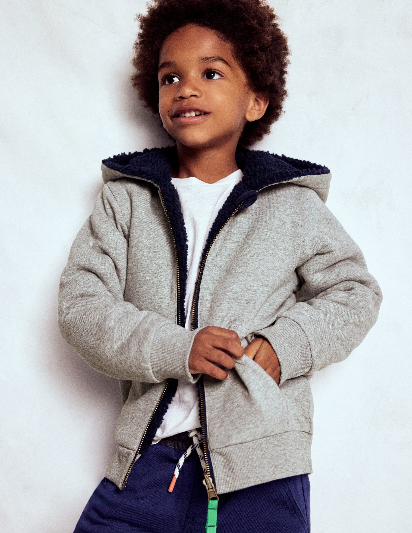 Reversible Borg Hoodie-Grey Marl