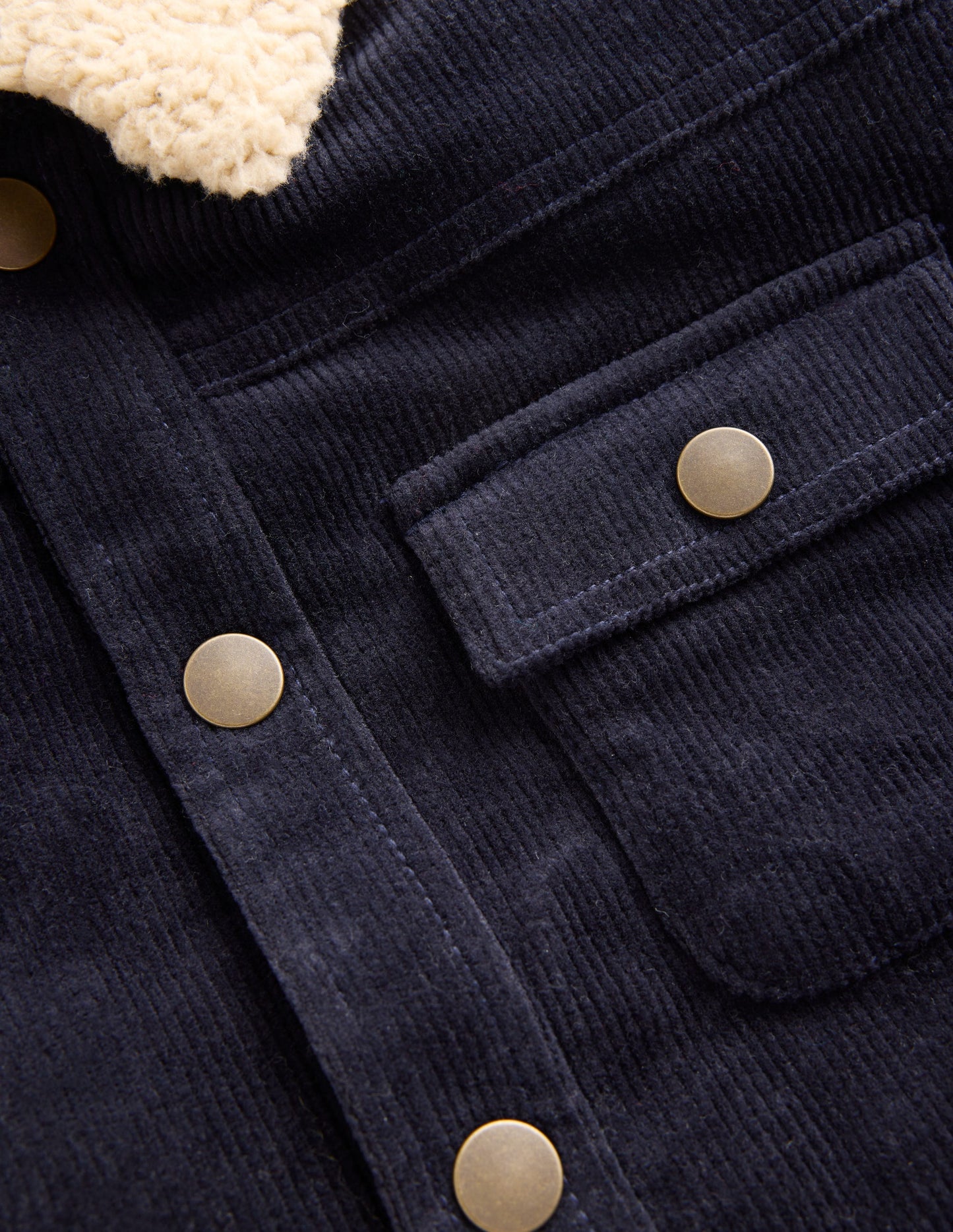 Borg Lined Cord Jacket-College Navy