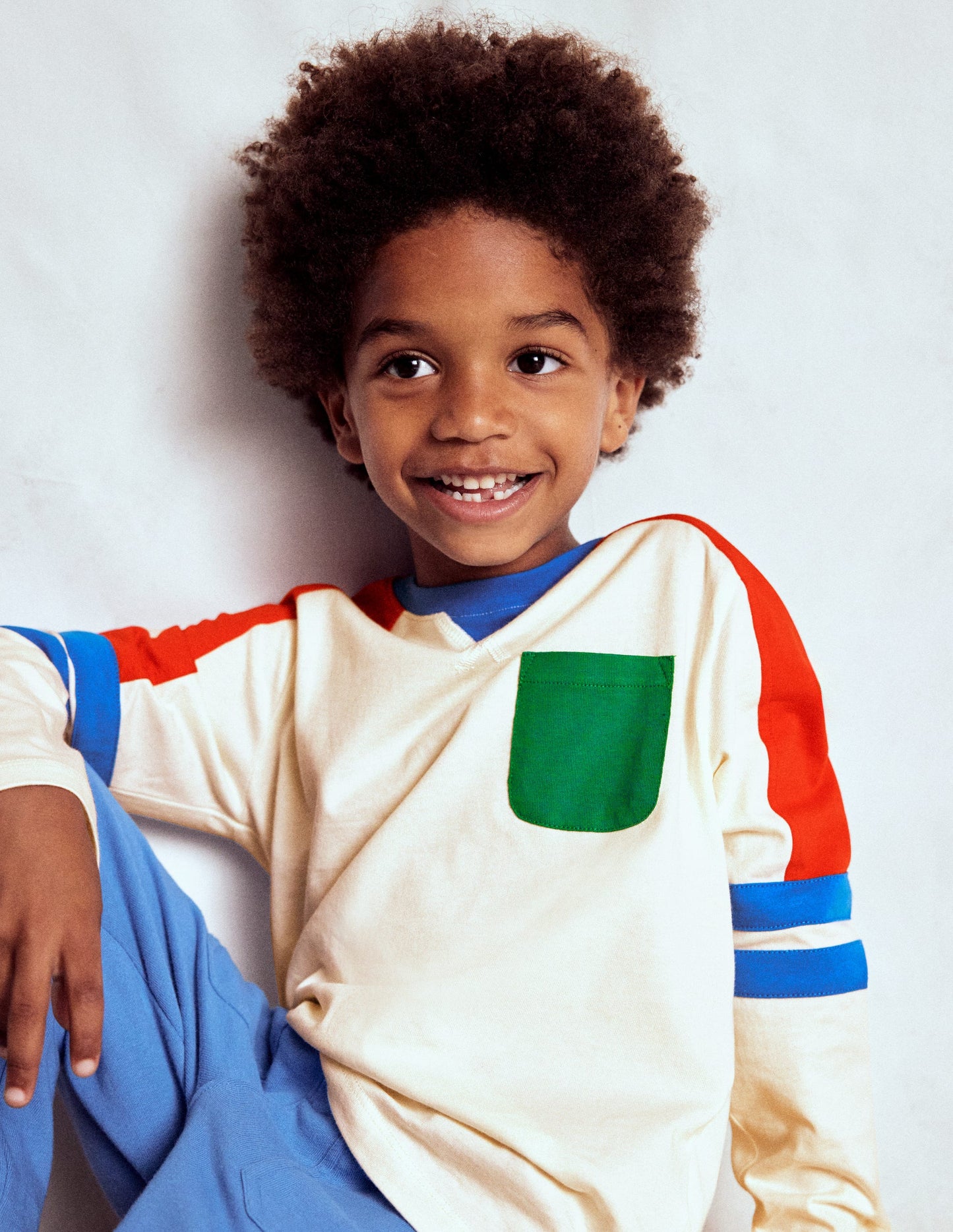 Colour Block T-shirt-Soft Ivory Multi