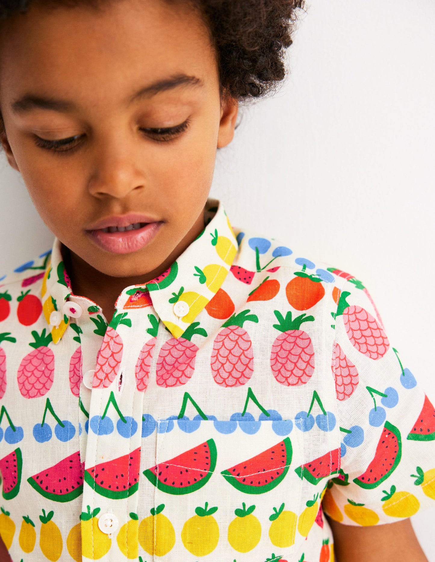 Cotton Linen Shirt-Fruit Stripe