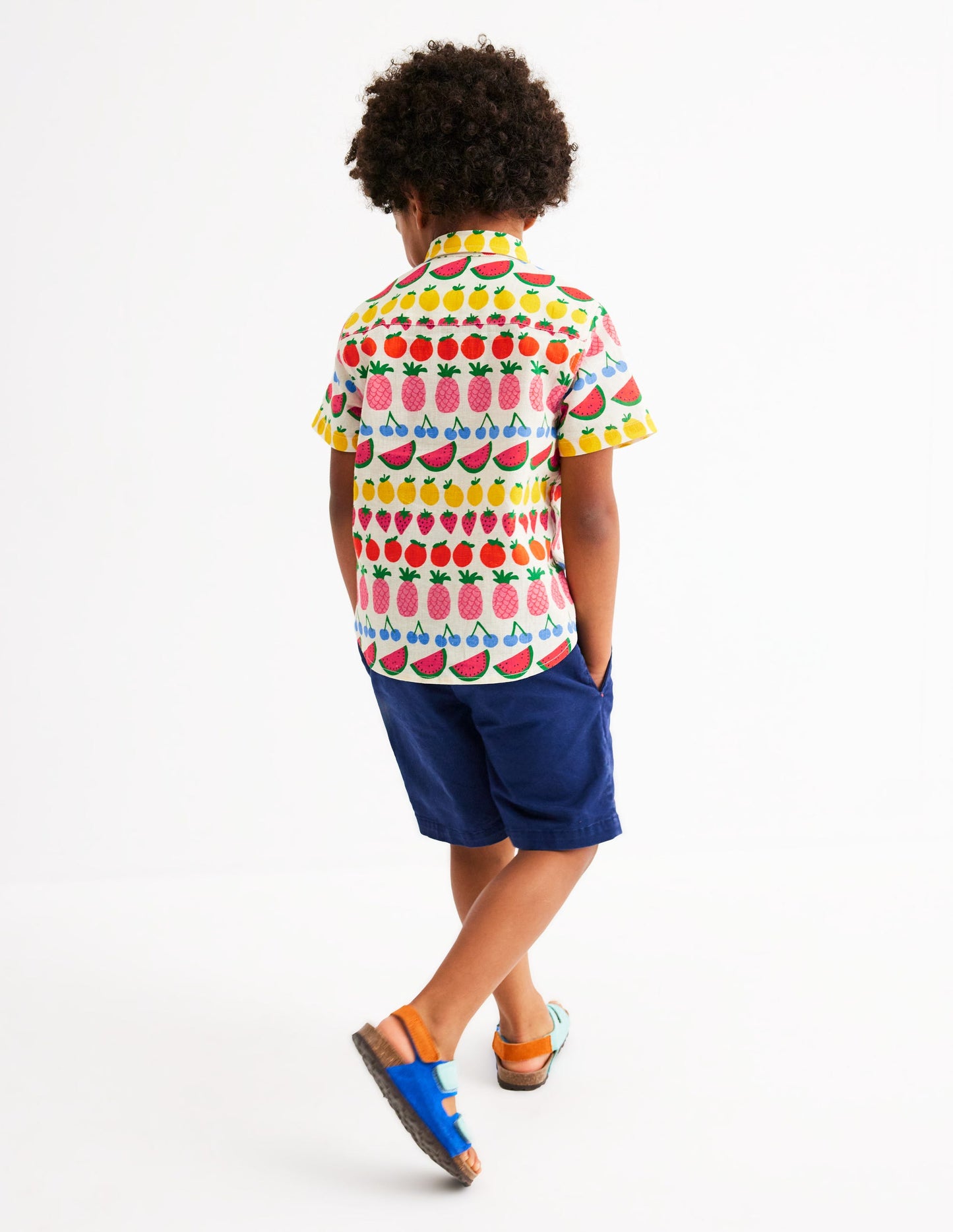 Cotton Linen Shirt-Fruit Stripe