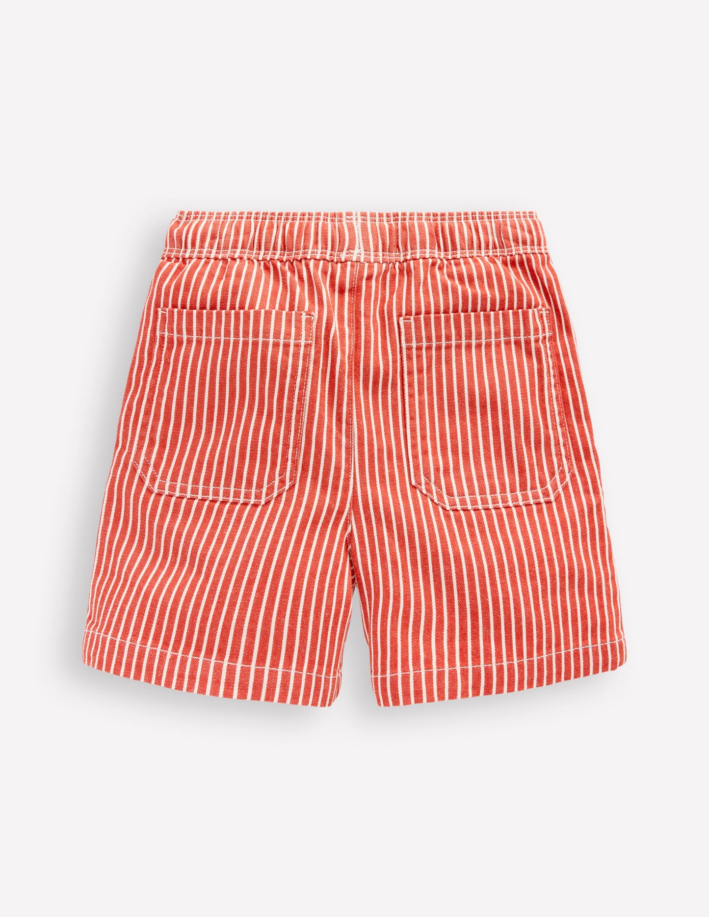 Pull-On Cotton Shorts-Red Ticking