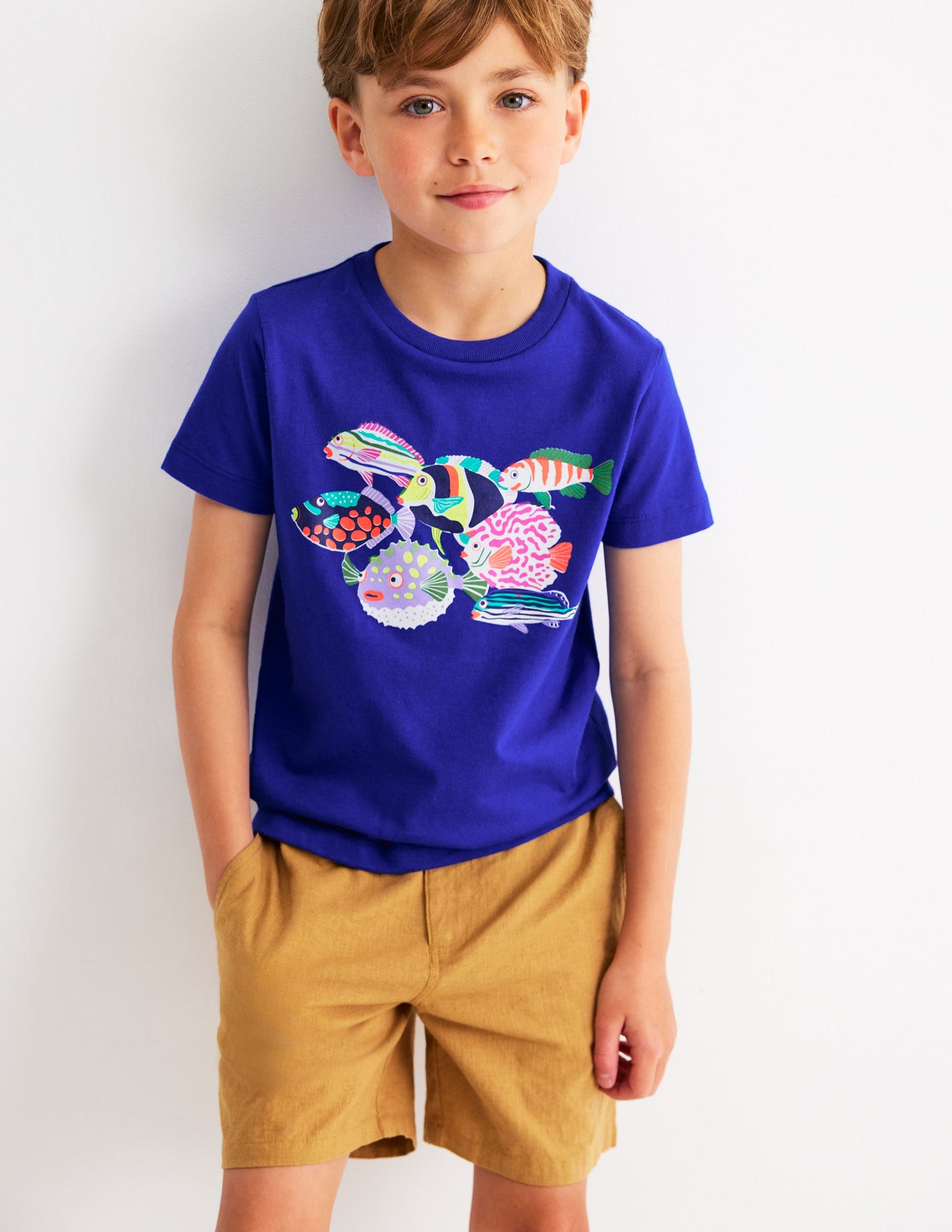Short Sleeve Riso T-Shirt-Blue Heron Fish