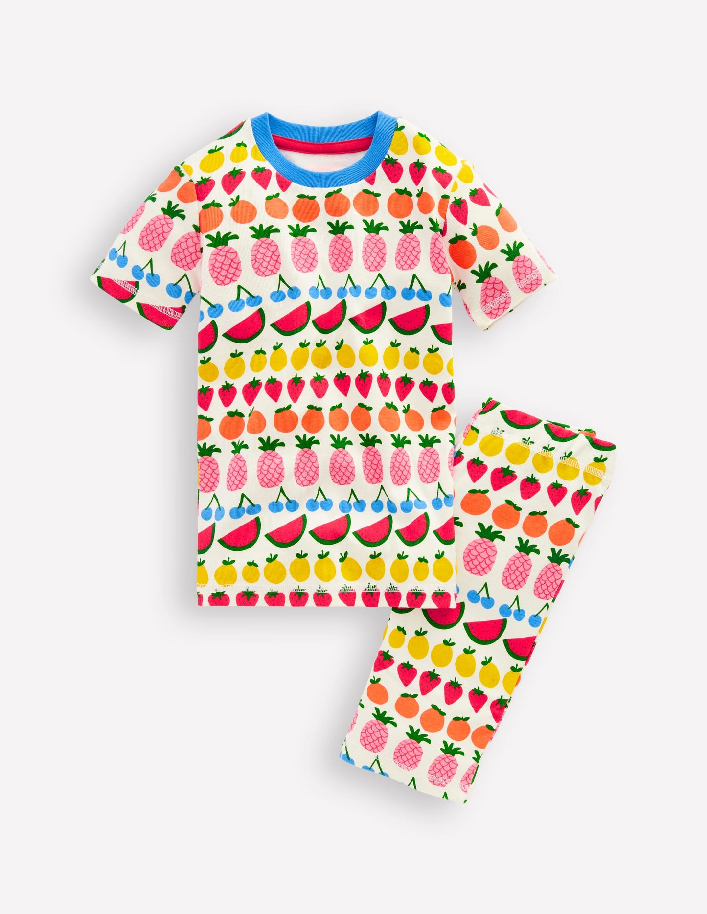 Snug Short John Pyjamas-Fruit Stripe