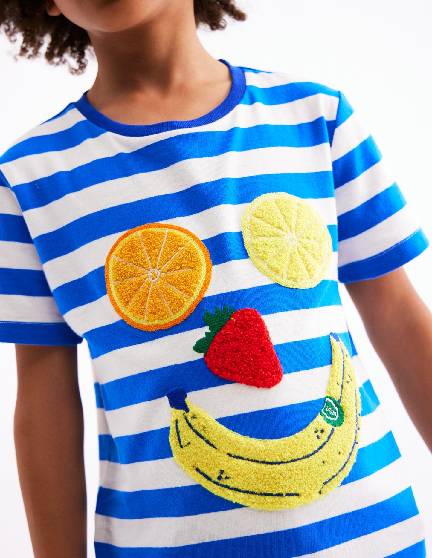 Short Sleeve Bouclé T-shirt-Gallery Blue/ Ivory Fruit Face