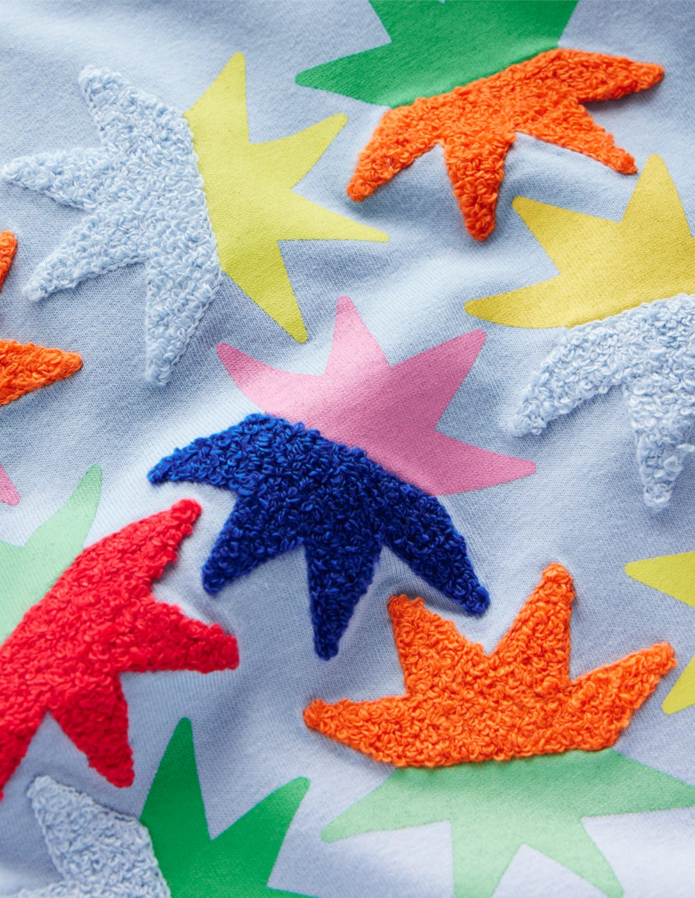 Short Sleeve Bouclé T-shirt-Glacier Blue Circus Stars