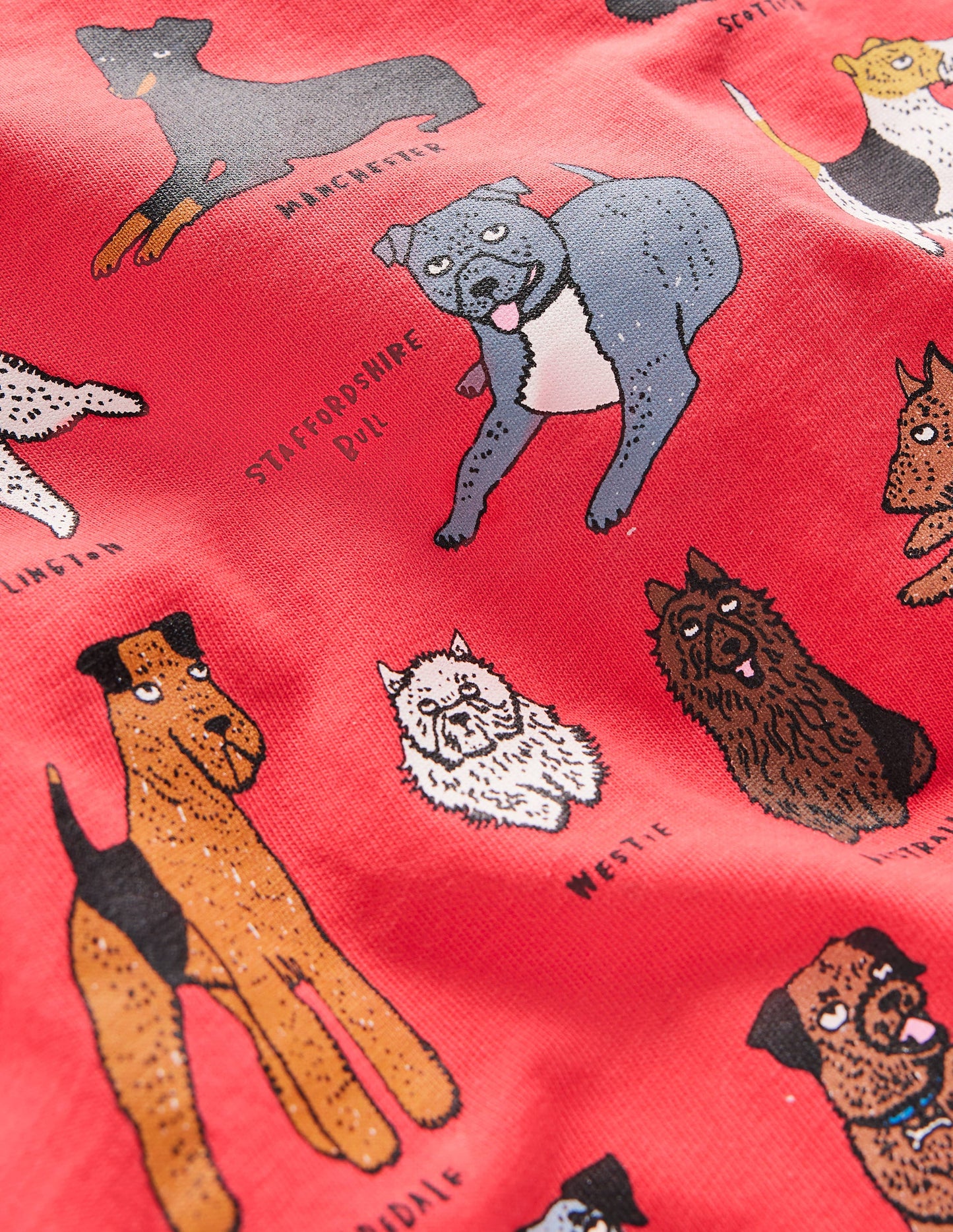 Short Sleeve Graphic T-shirt-Cherry Tomato Red Dogs