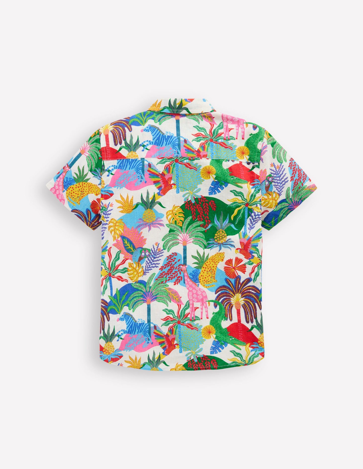Cotton Linen Shirt-Ivory Multi Jungle