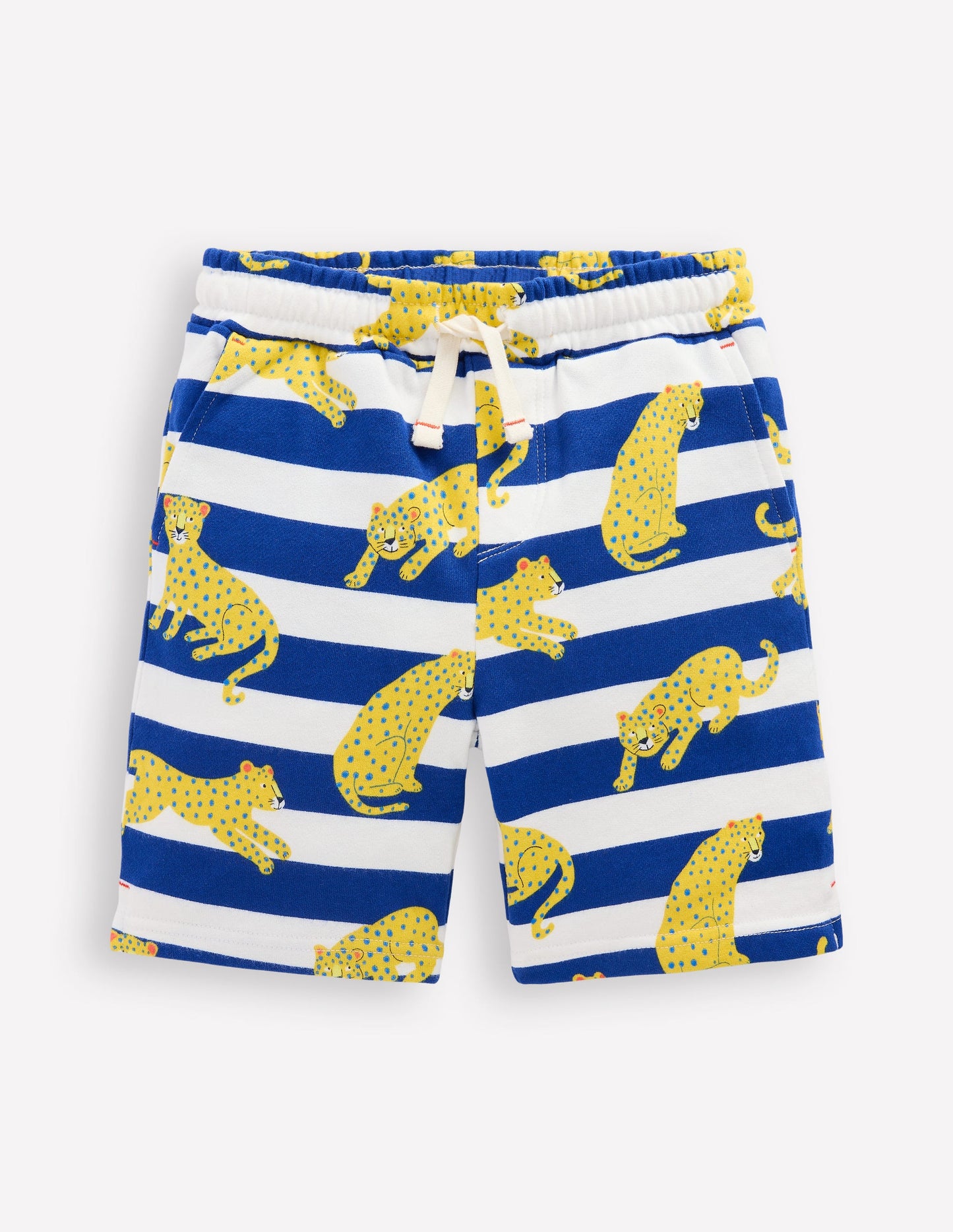 Printed Shorts-Bright Blue Leopard Stripe