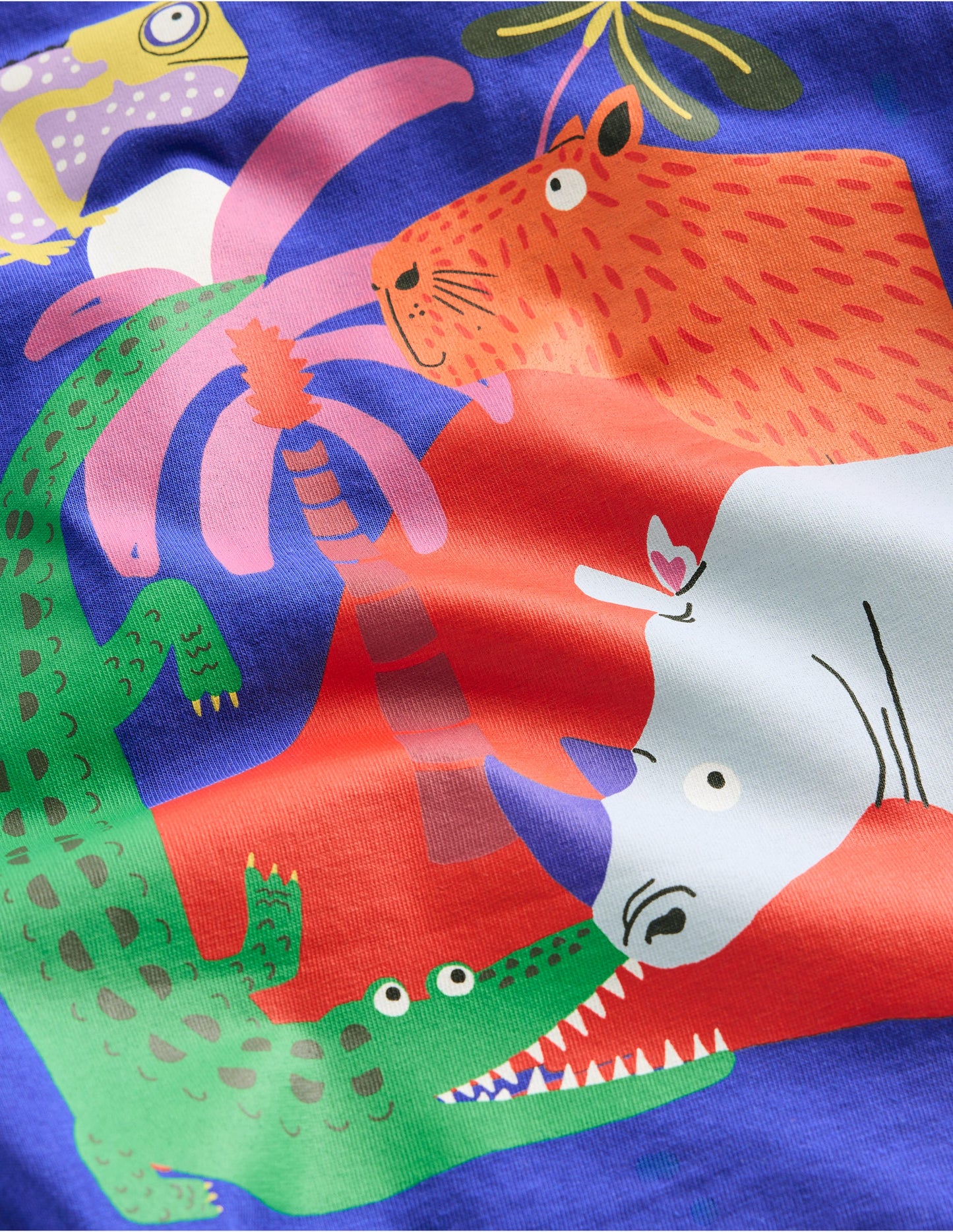 Front & Back Printed T-shirt-Bright Blue Jungle Animals