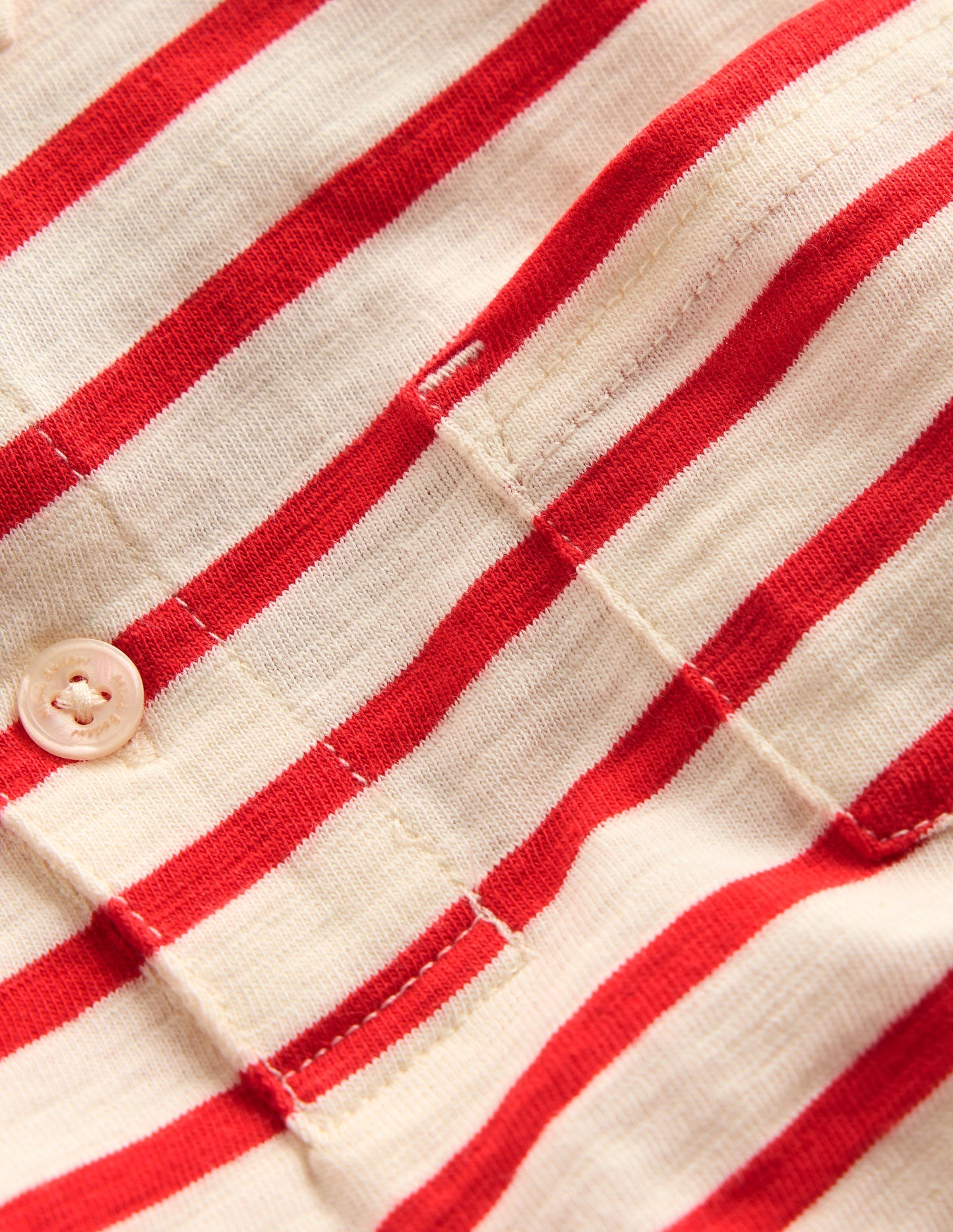 Slub Polo Shirt-Poppy Red/ Ivory