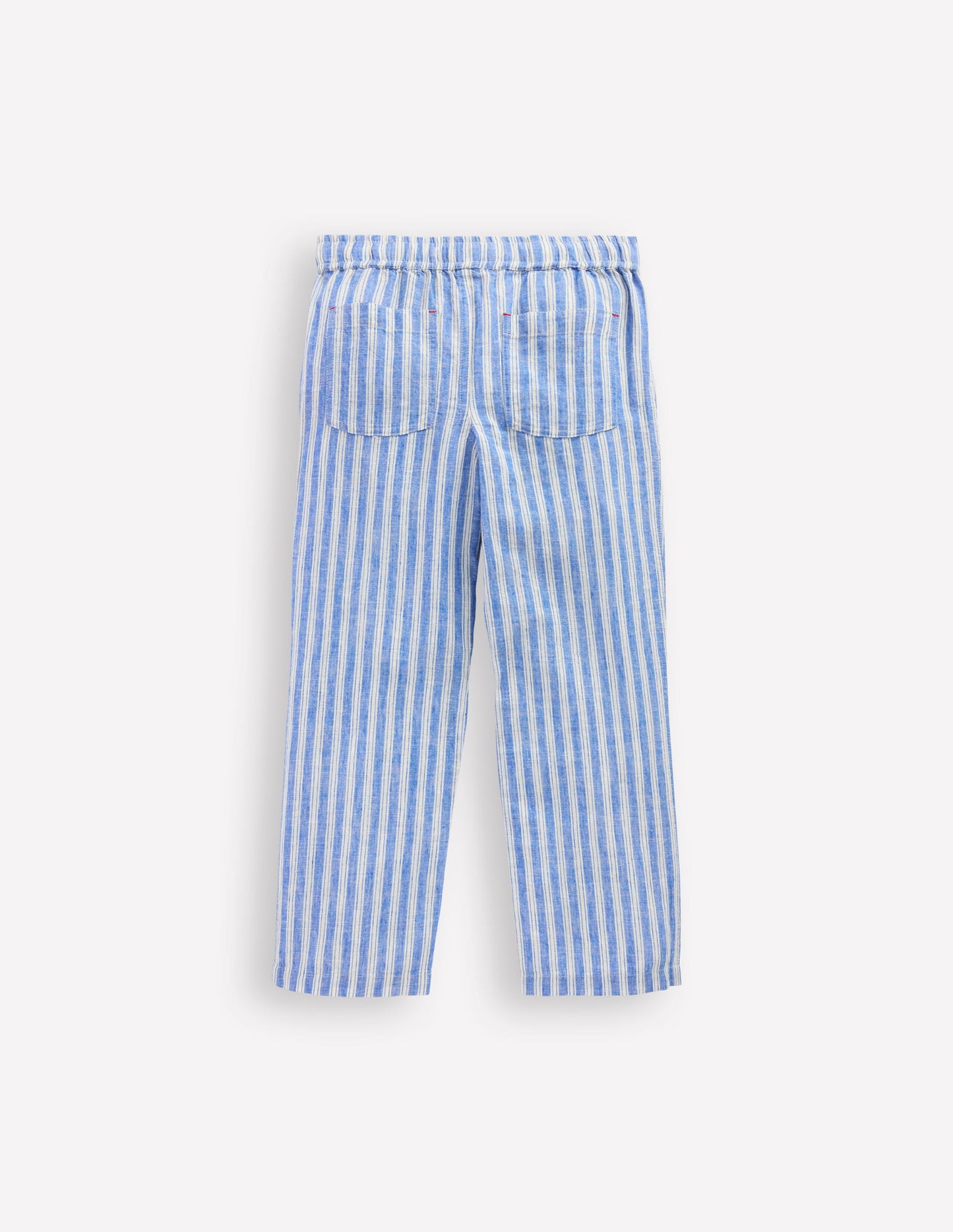 Cotton Linen Pull-on Trouser-Blue Ticking