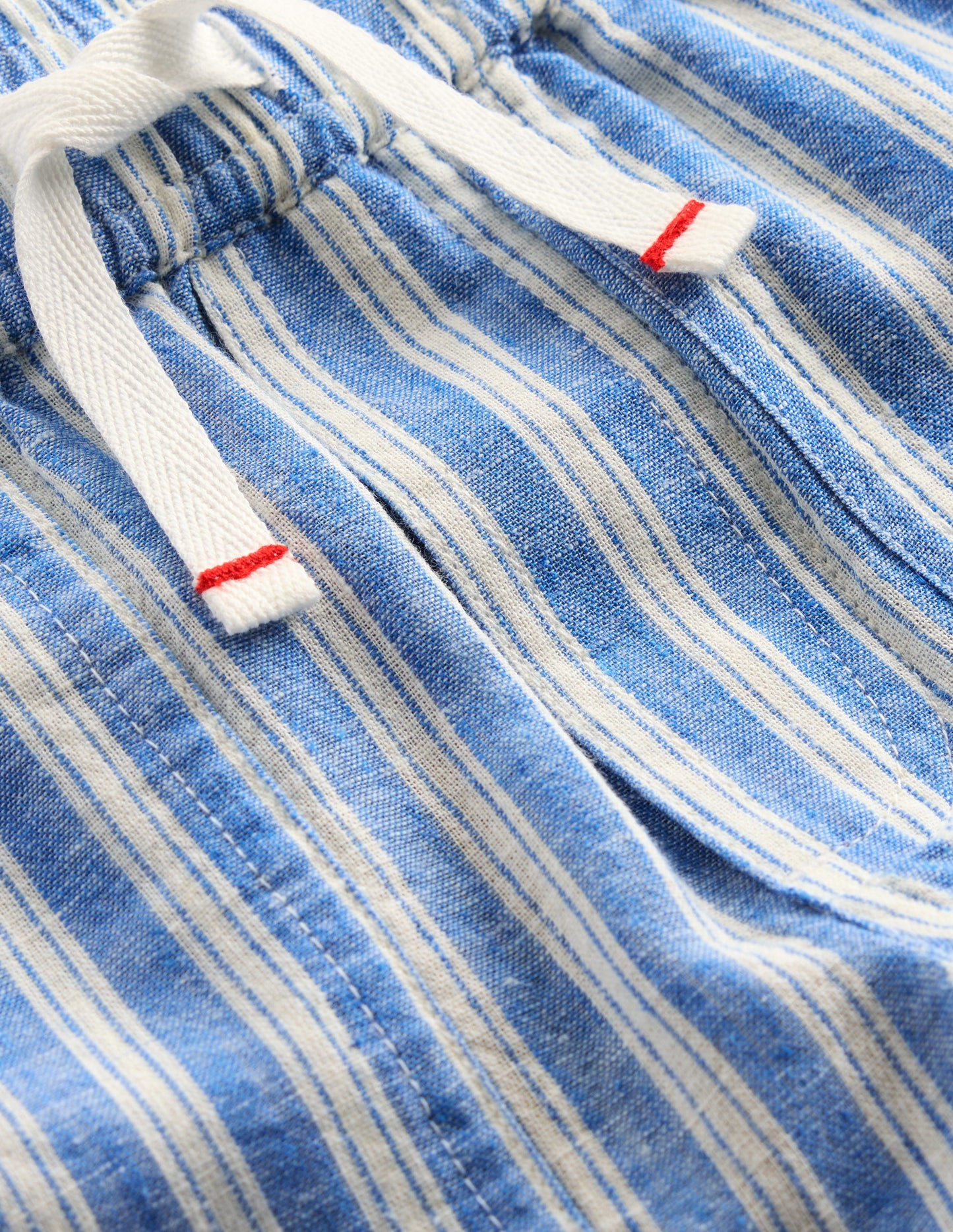 Cotton Linen Pull-on Trouser-Blue Ticking