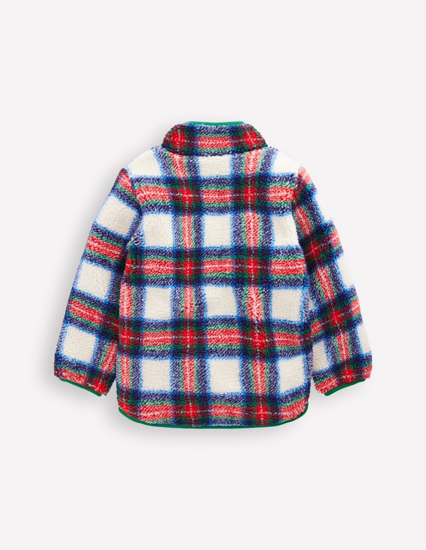 Cosy Borg Jacket-Ivory, Blue and Red Check