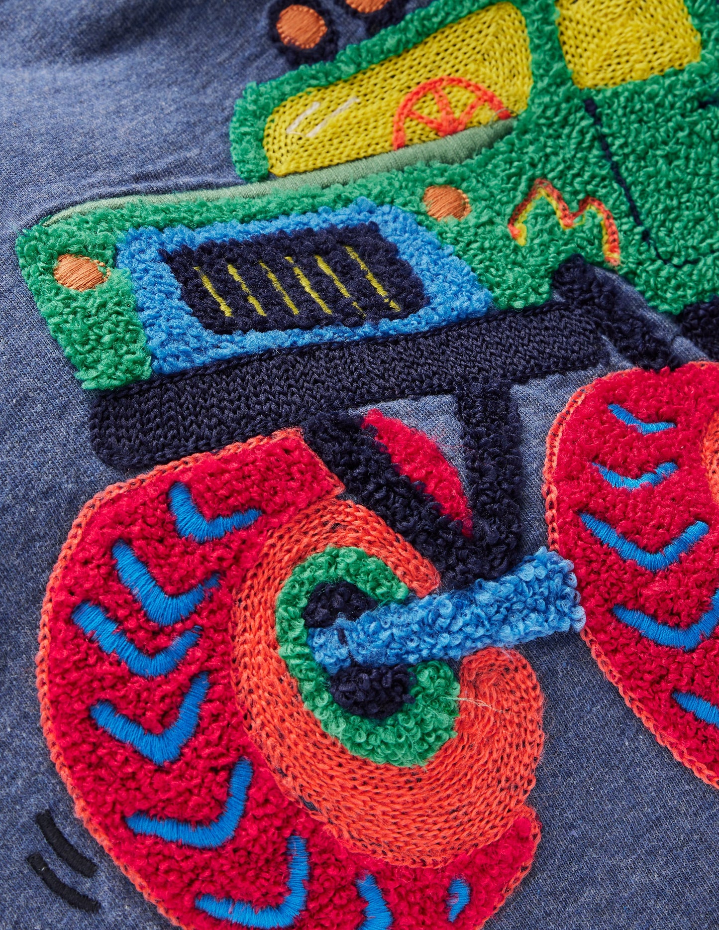 Long Sleeve Bouclé T-shirt-Denim Marl Monster Truck