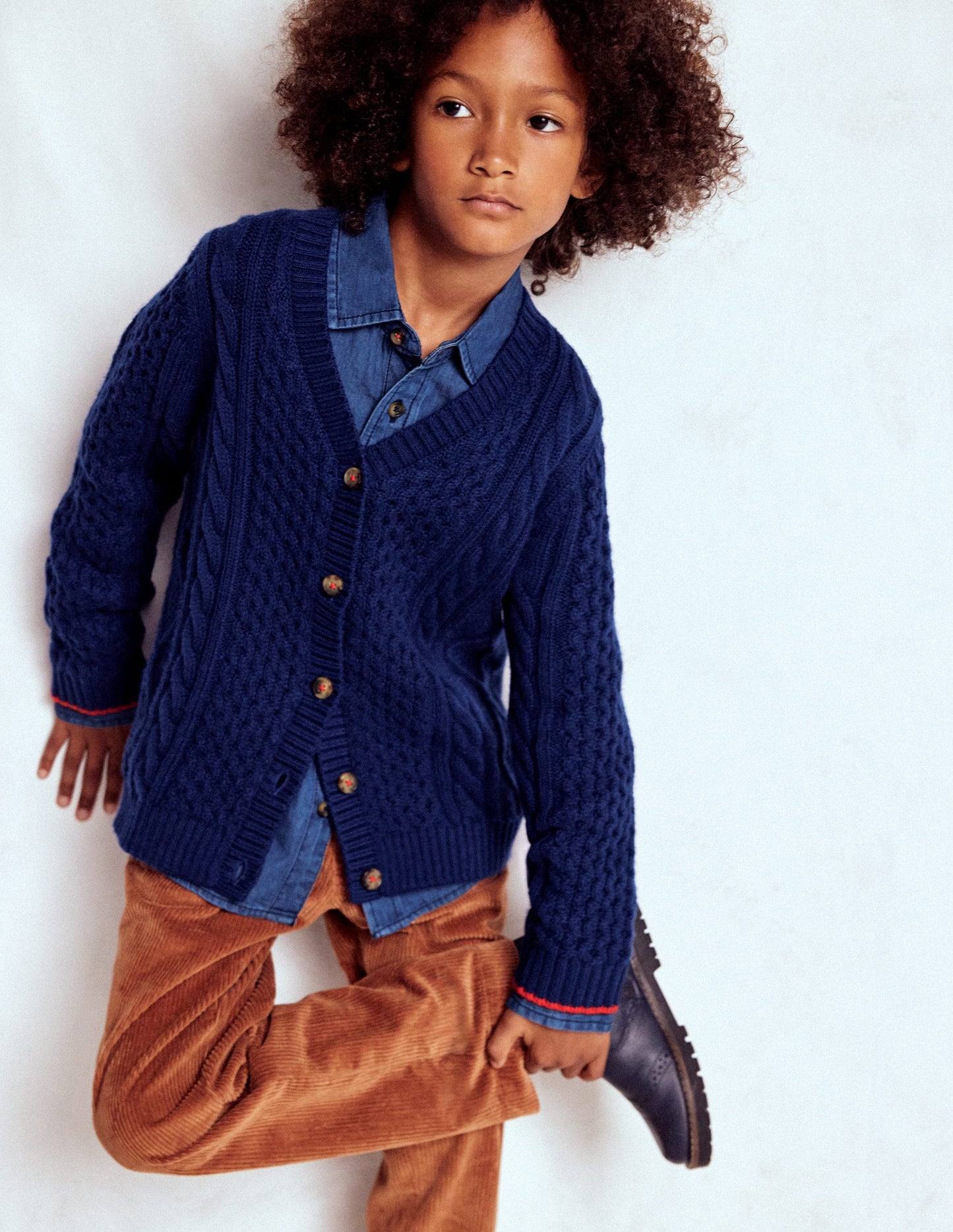 Heritage Cable Cardigan-College Navy