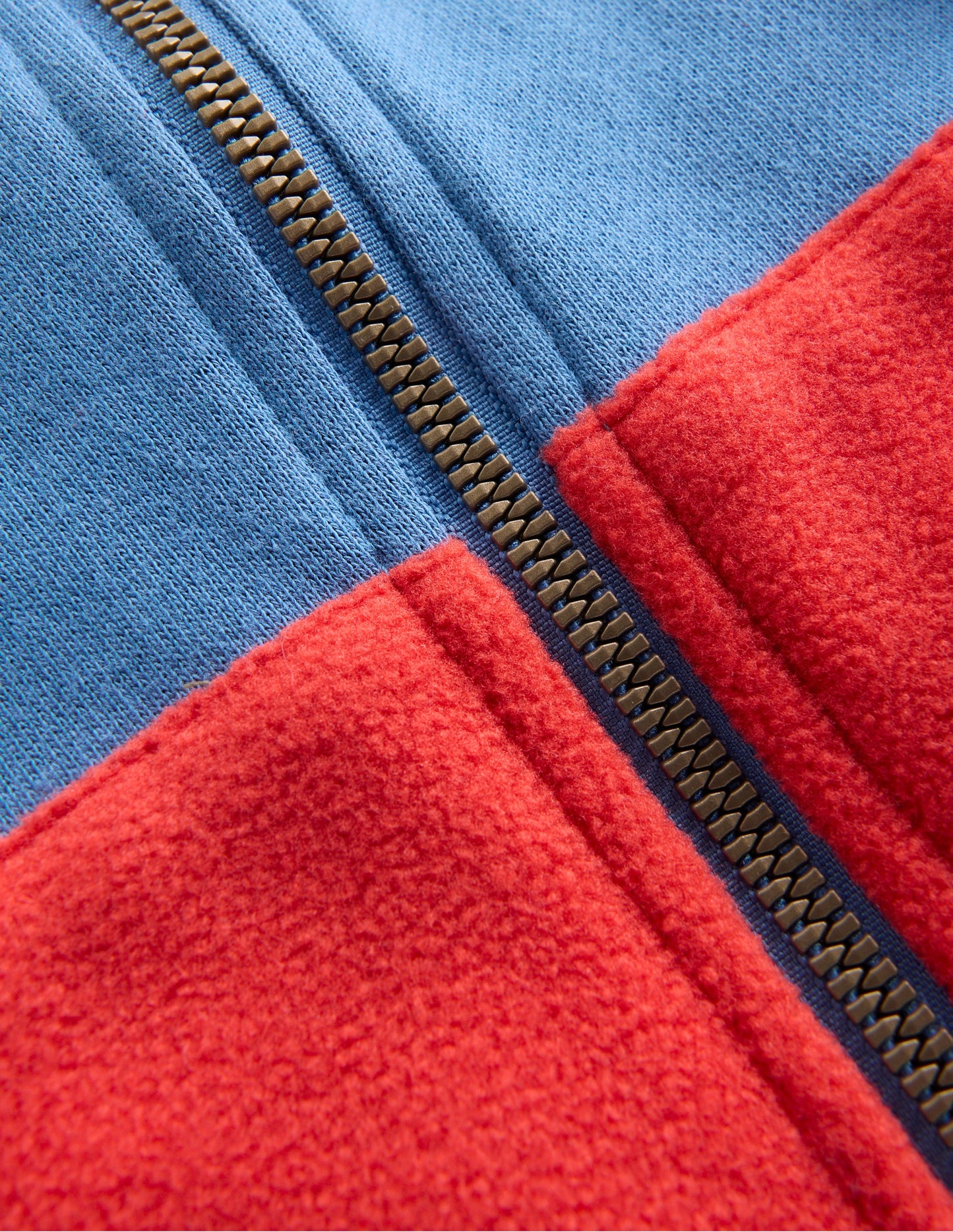 Cosy Fleece Zip Through-Blue River Colourblock
