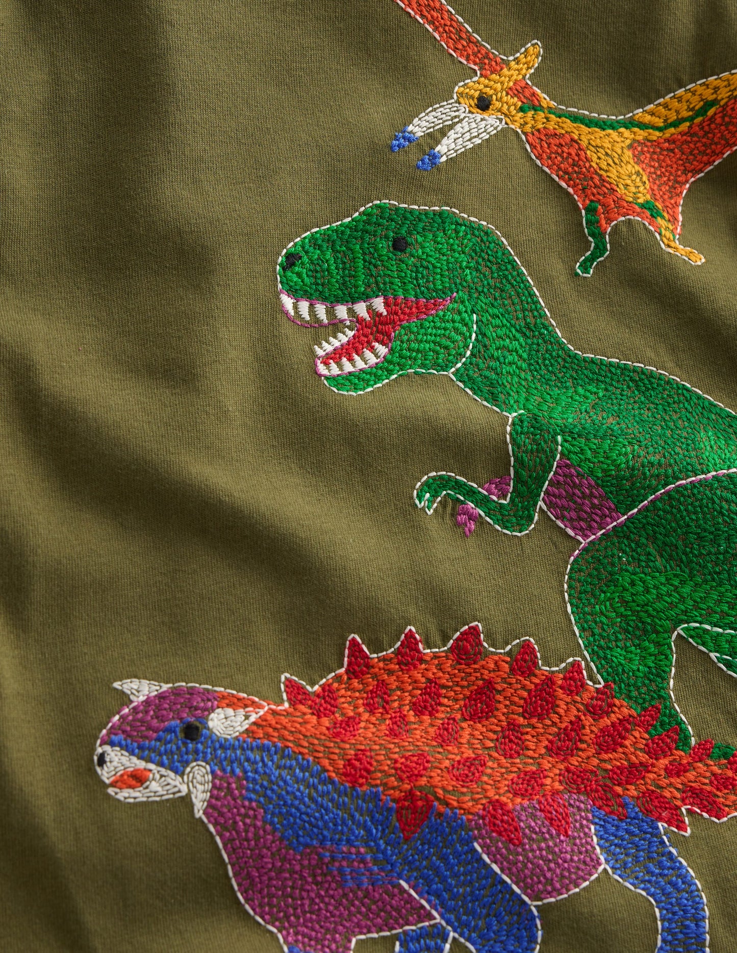 Glow Superstitch T-shirt-Winter moss Dino