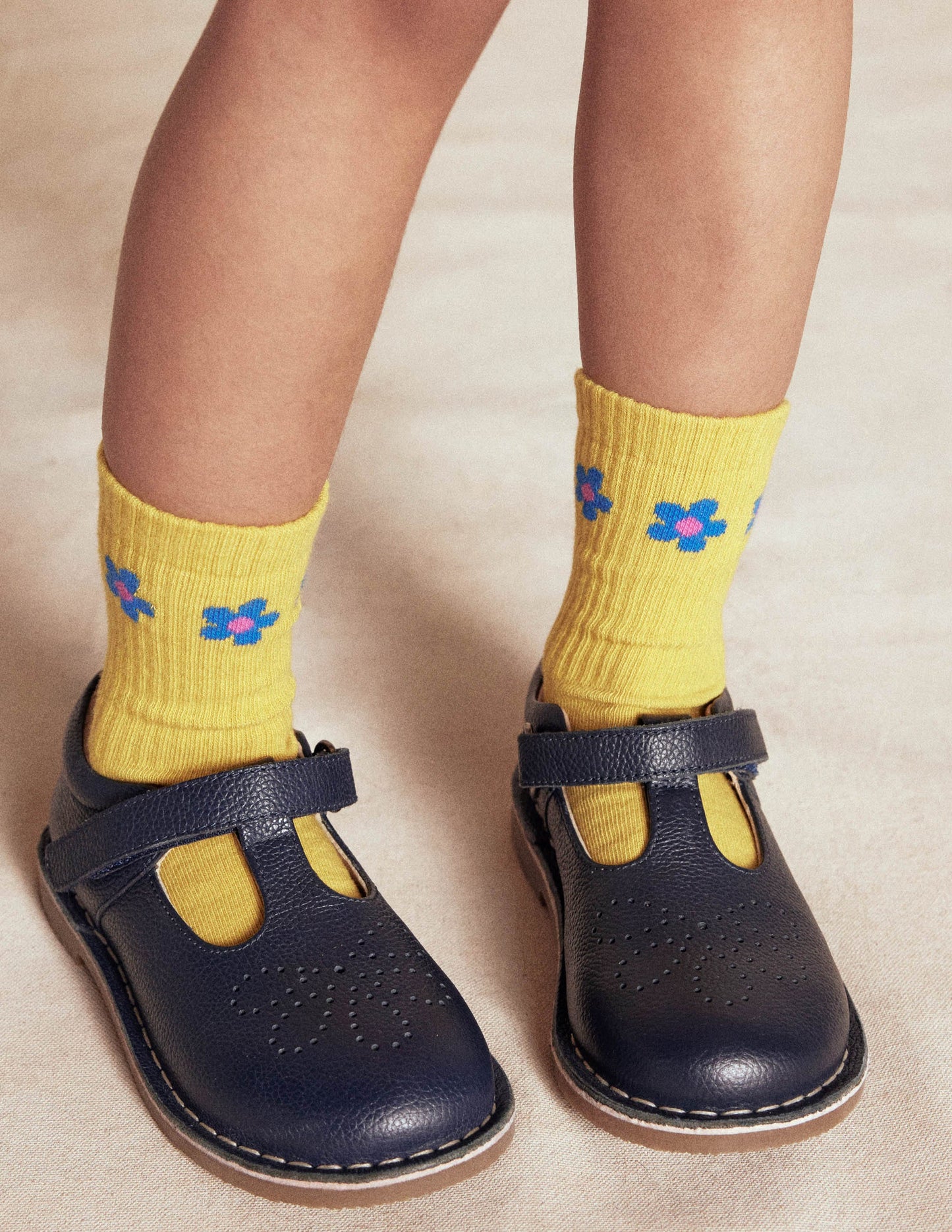 7-Pack Ribbed Socks-Flowers/Rainbows