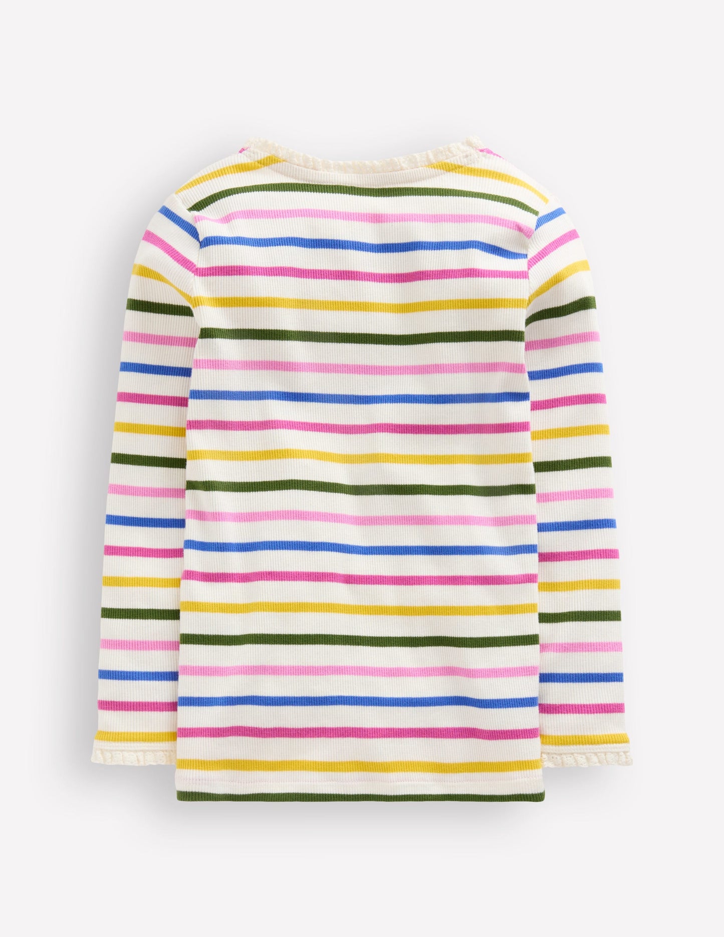 Ribbed Long Sleeve T-shirt-Rainbow Stripe