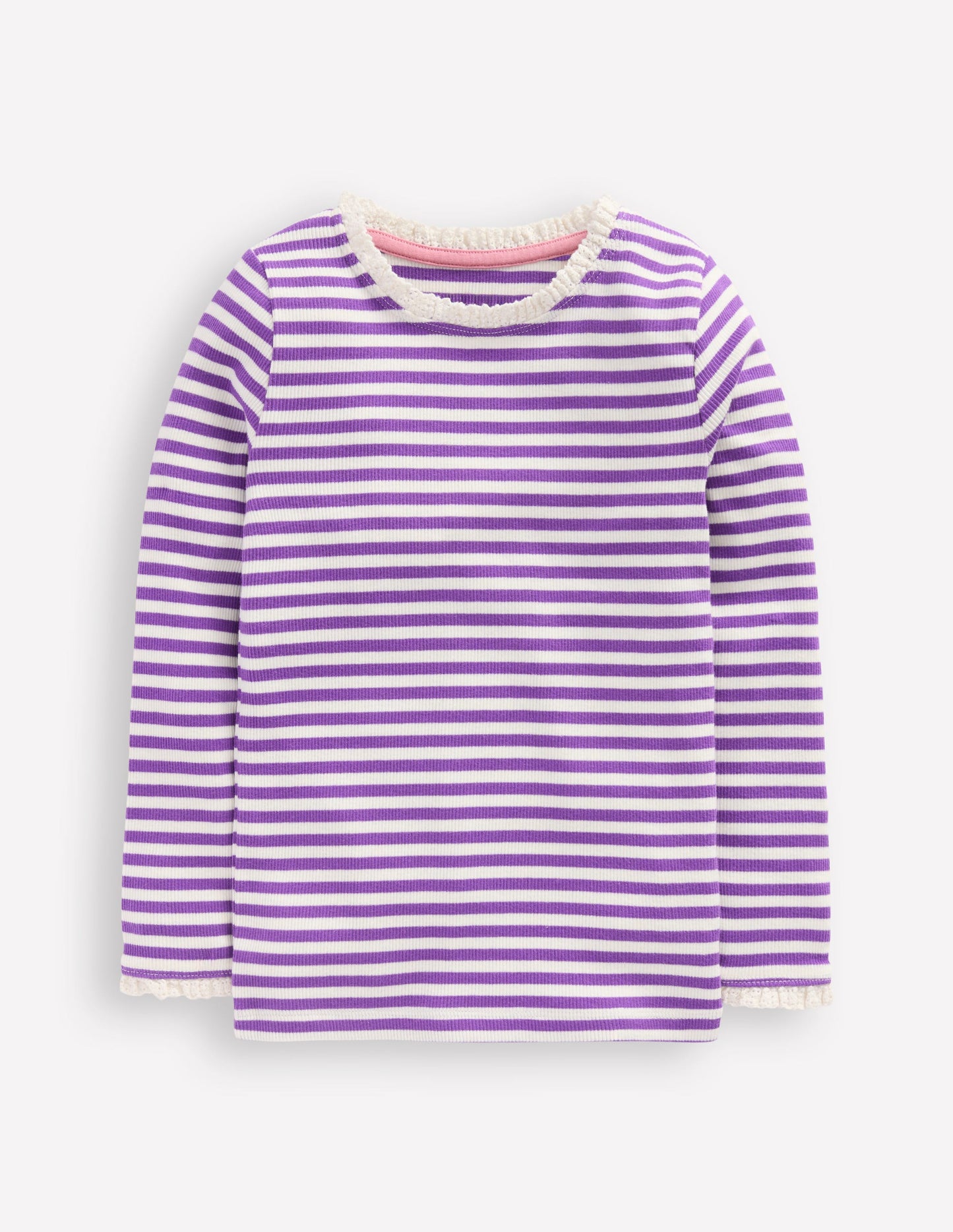 Ribbed Long Sleeve T-shirt-Purple Topaz Stripe