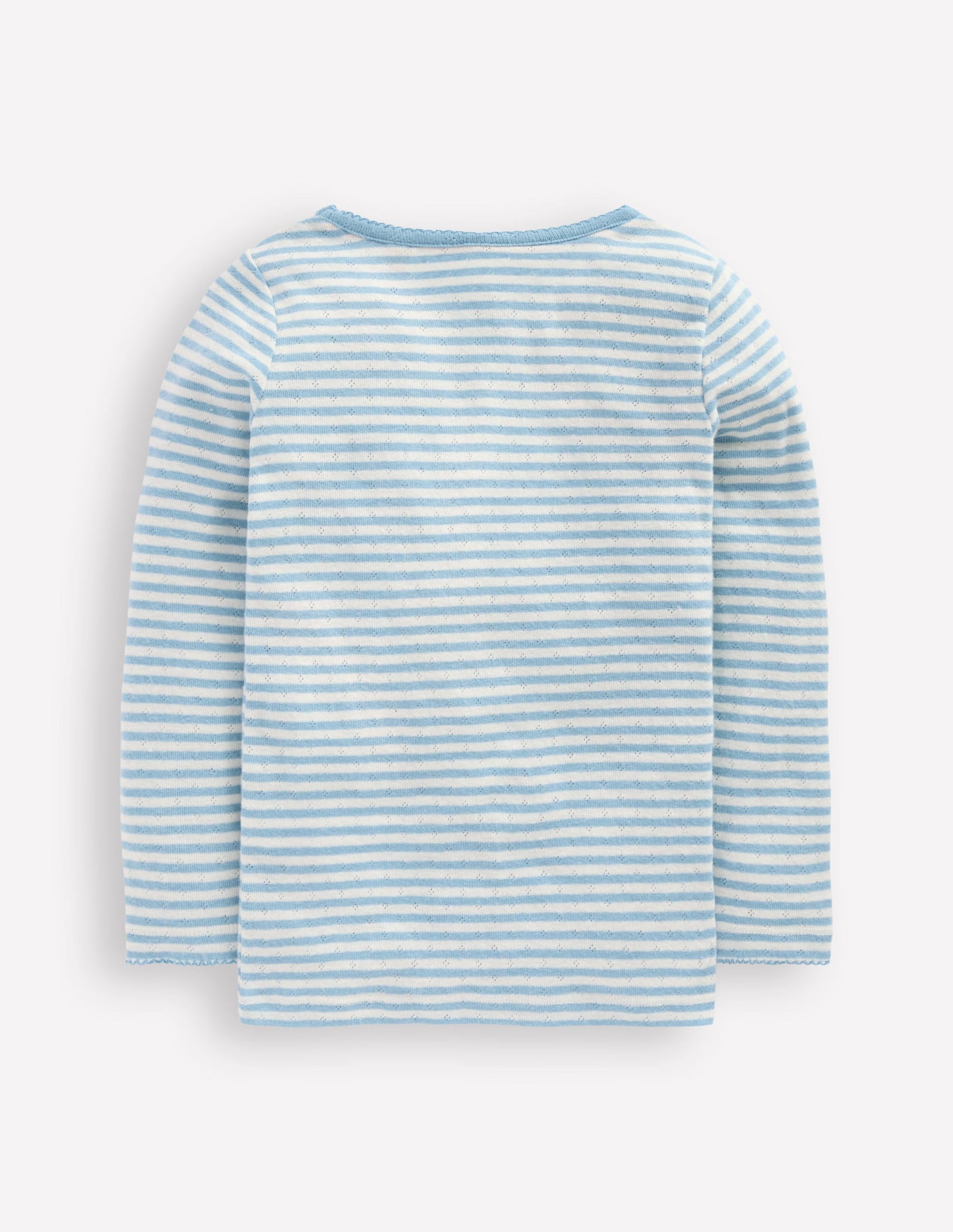 Long Sleeve Pointelle Top-Vintage Blue Stripe