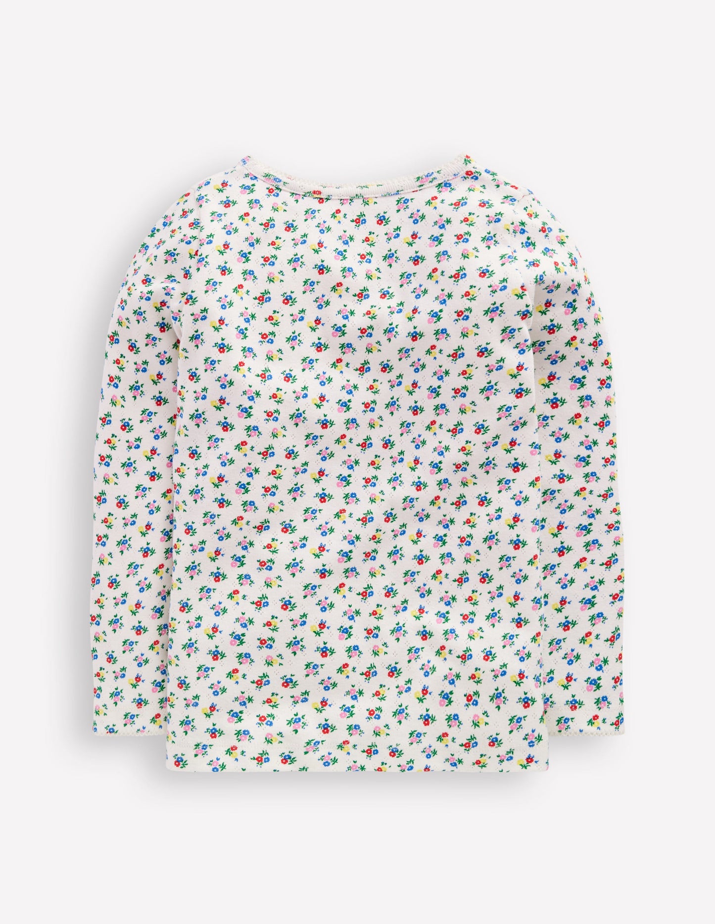 Long Sleeve Pointelle Top-Soft Ivory Ditsy