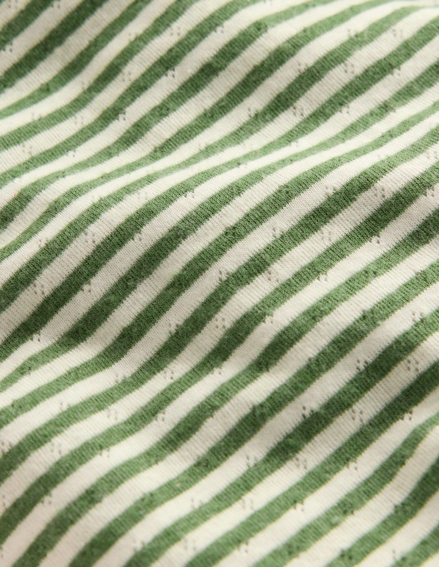 Long Sleeve Pointelle Top-Safari Green Stripe