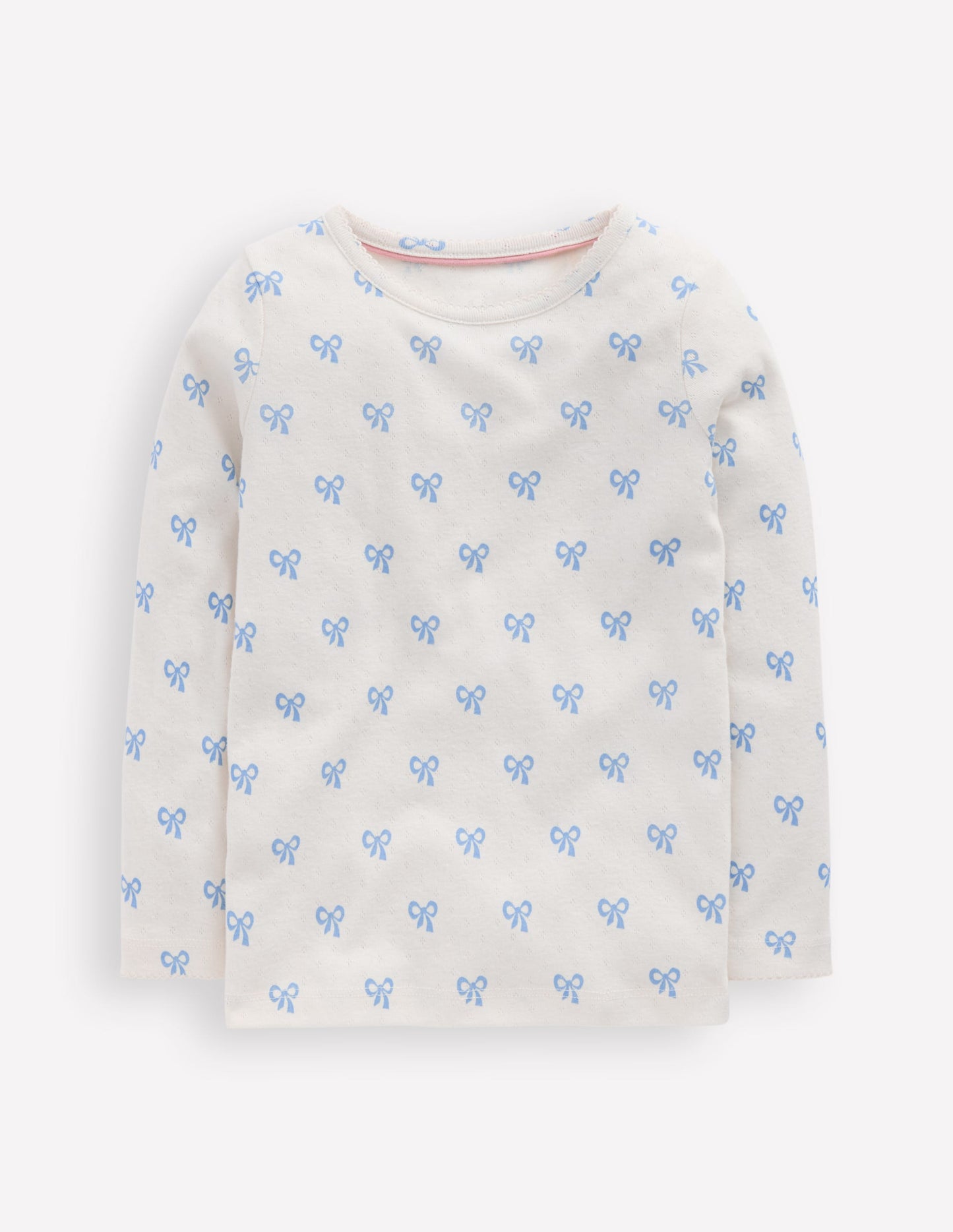 Long Sleeve Pointelle Top-Multi Bows