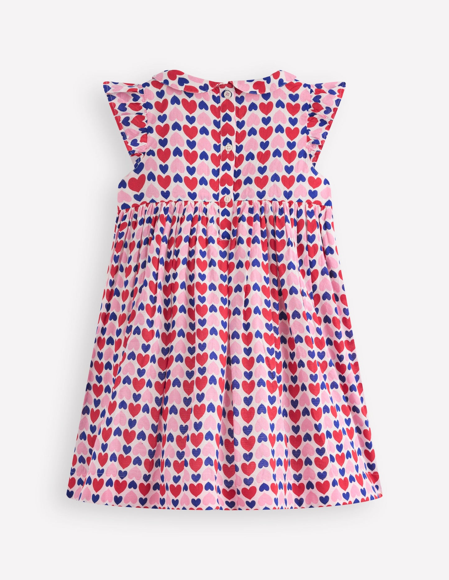 Adeline Smocked Dress-Poppy Red Geo Heart