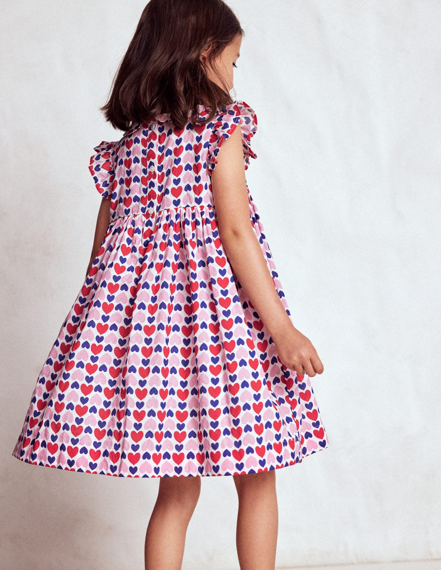 Adeline Smocked Dress-Poppy Red Geo Heart