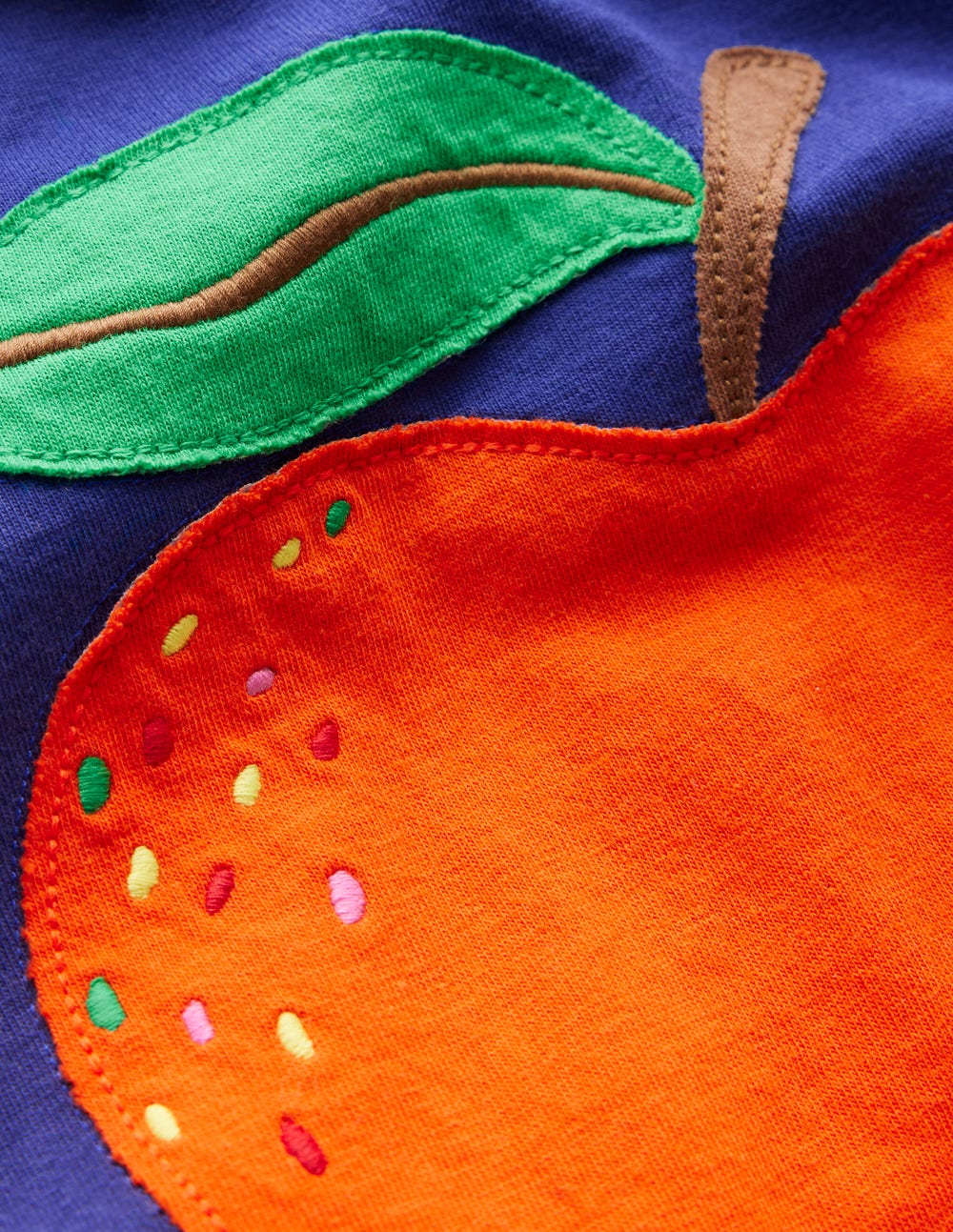Short Sleeve Appliqué T-shirt-Starboard Blue Apple