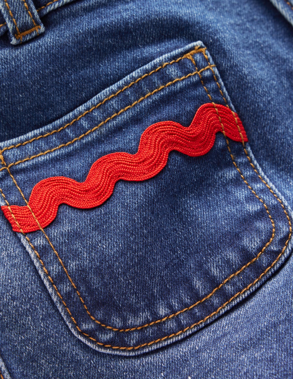 Patch Pocket Trouser-Midwash Denim