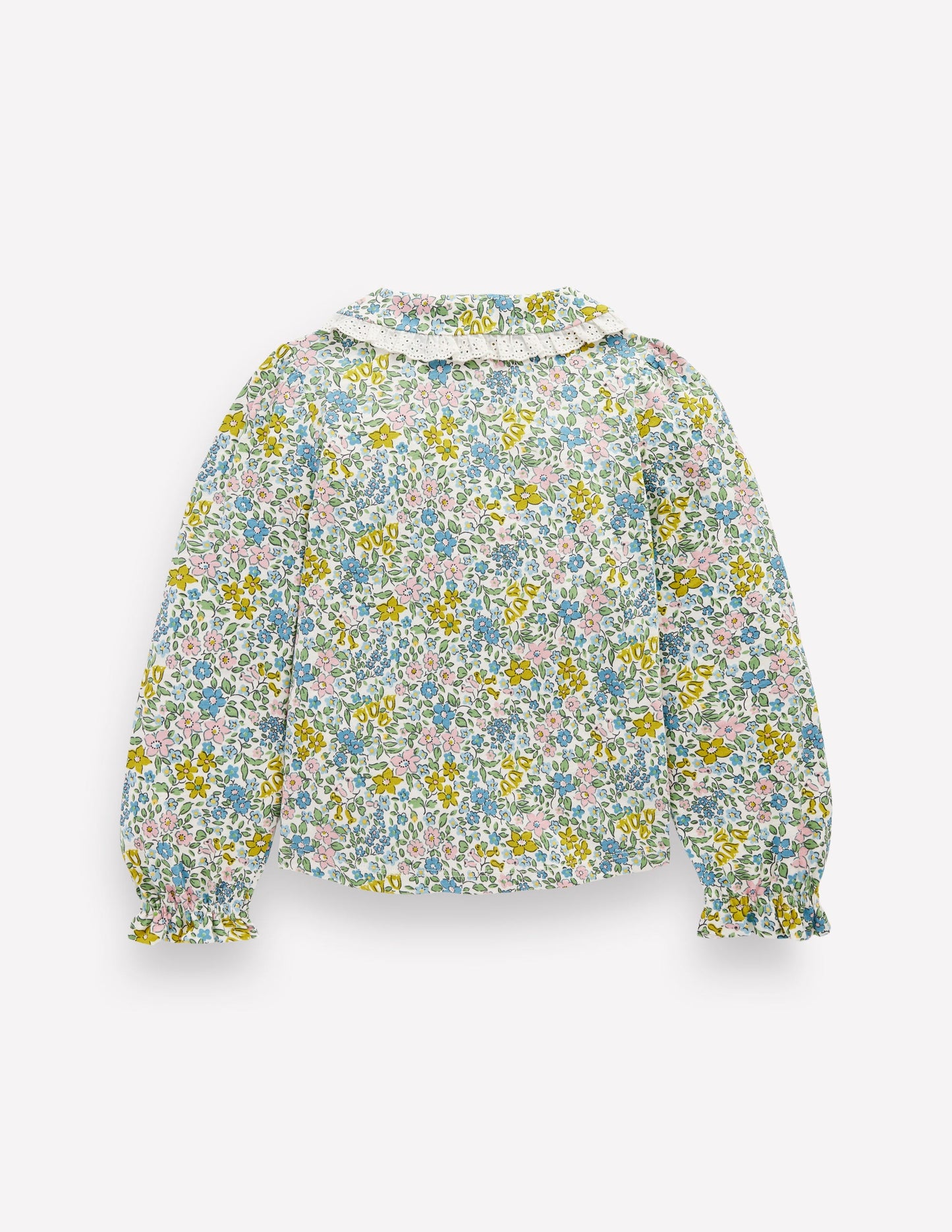 Collared Slub Top-Pear Green Flowerbed
