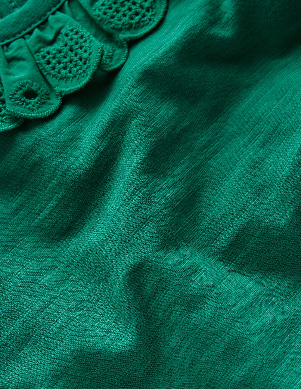 Broderie Heart Trim Top-Jewel Green