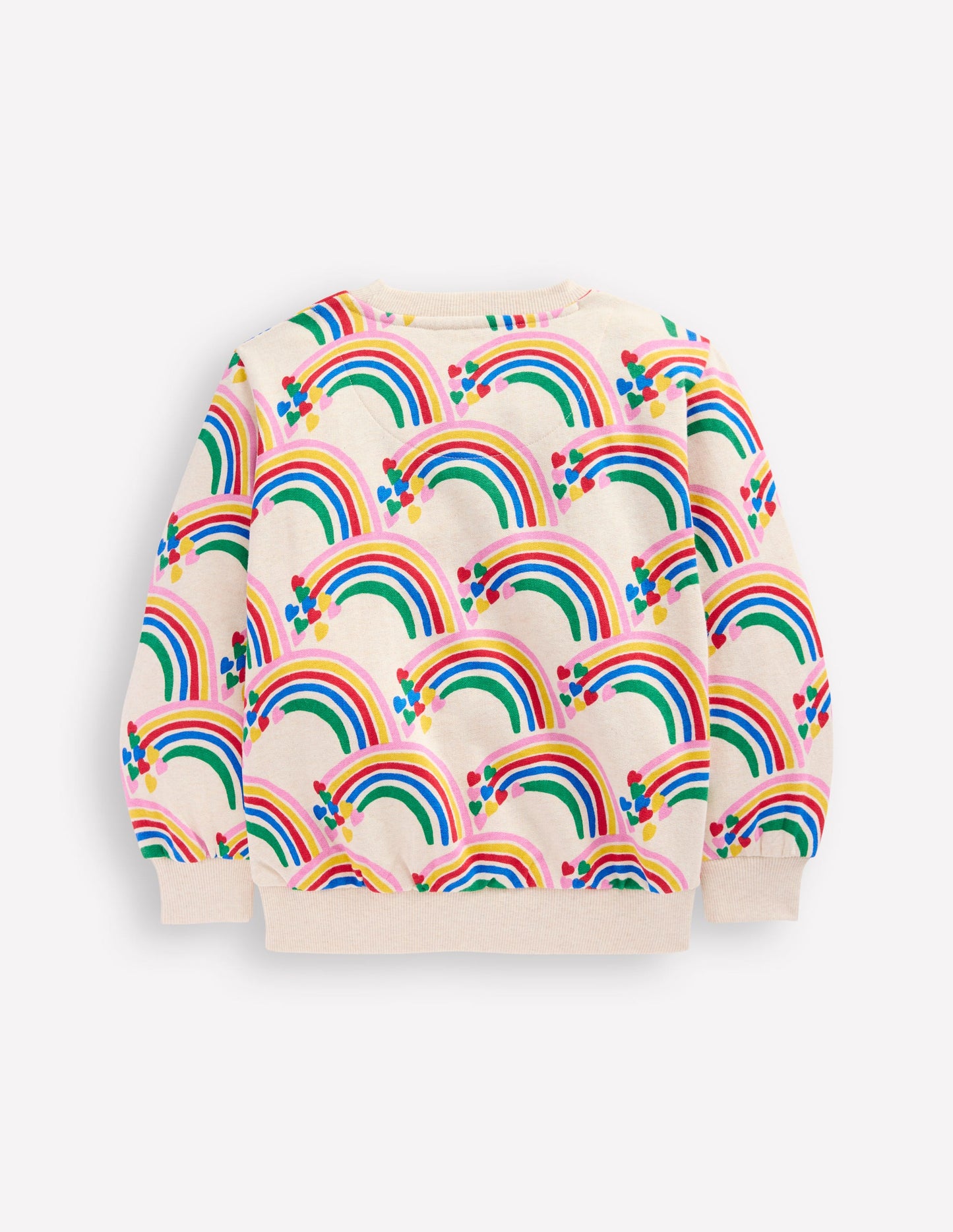 Printed Sweatshirt-Oatmeal Marl Rainbow Hearts