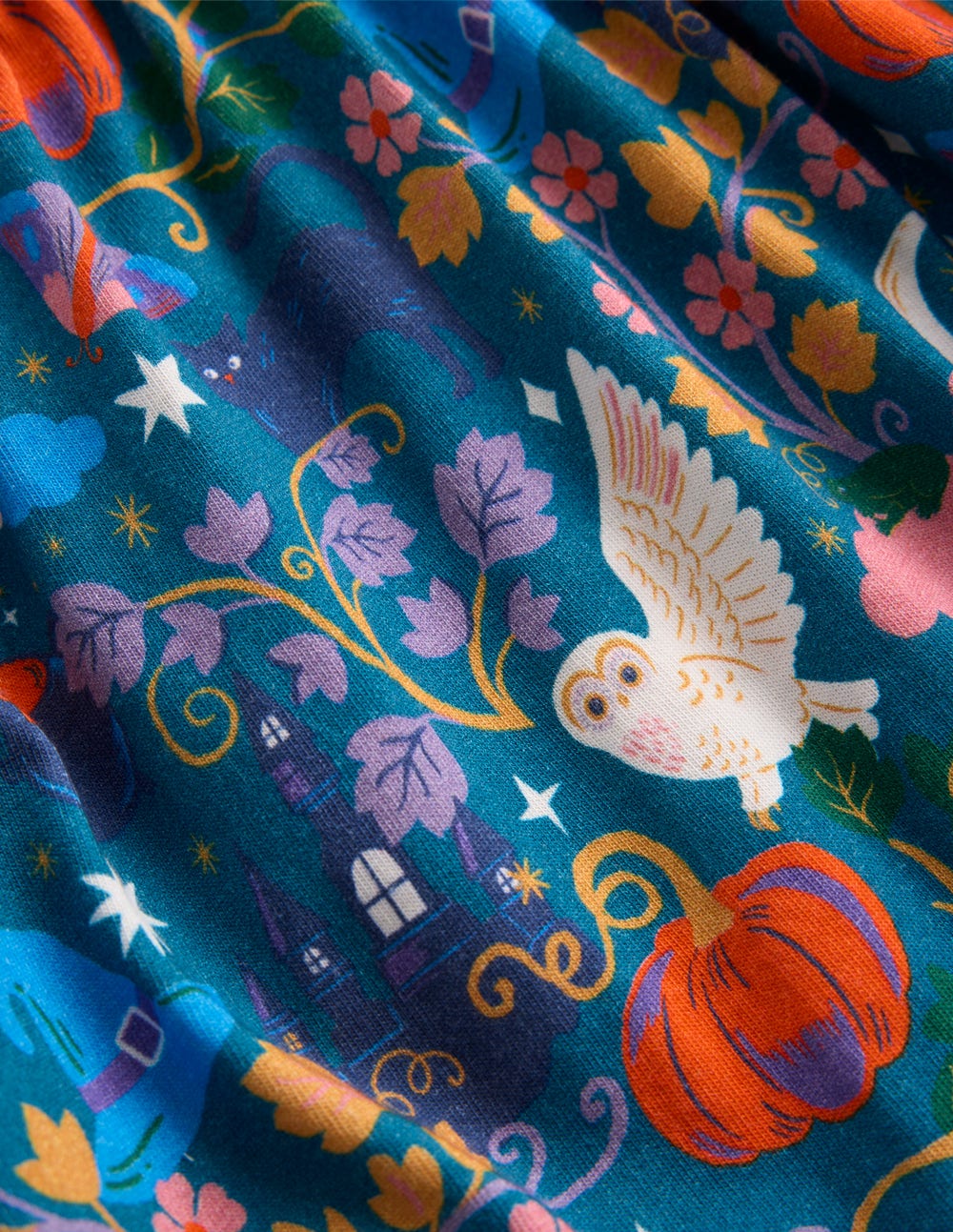Aurora Long Sleeve Dress-Deep Sea Blue Spooky Toile