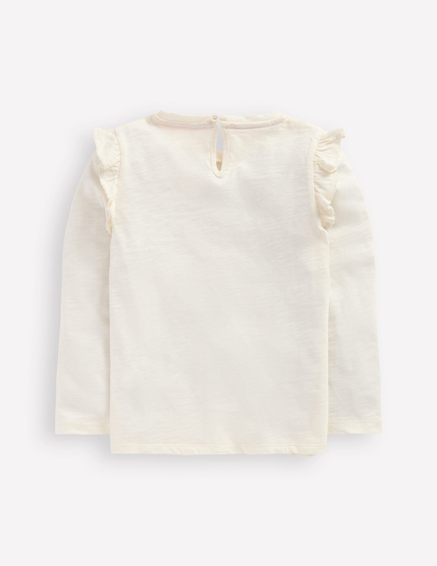 Frill Sleeve Slub Top-Soft Ivory