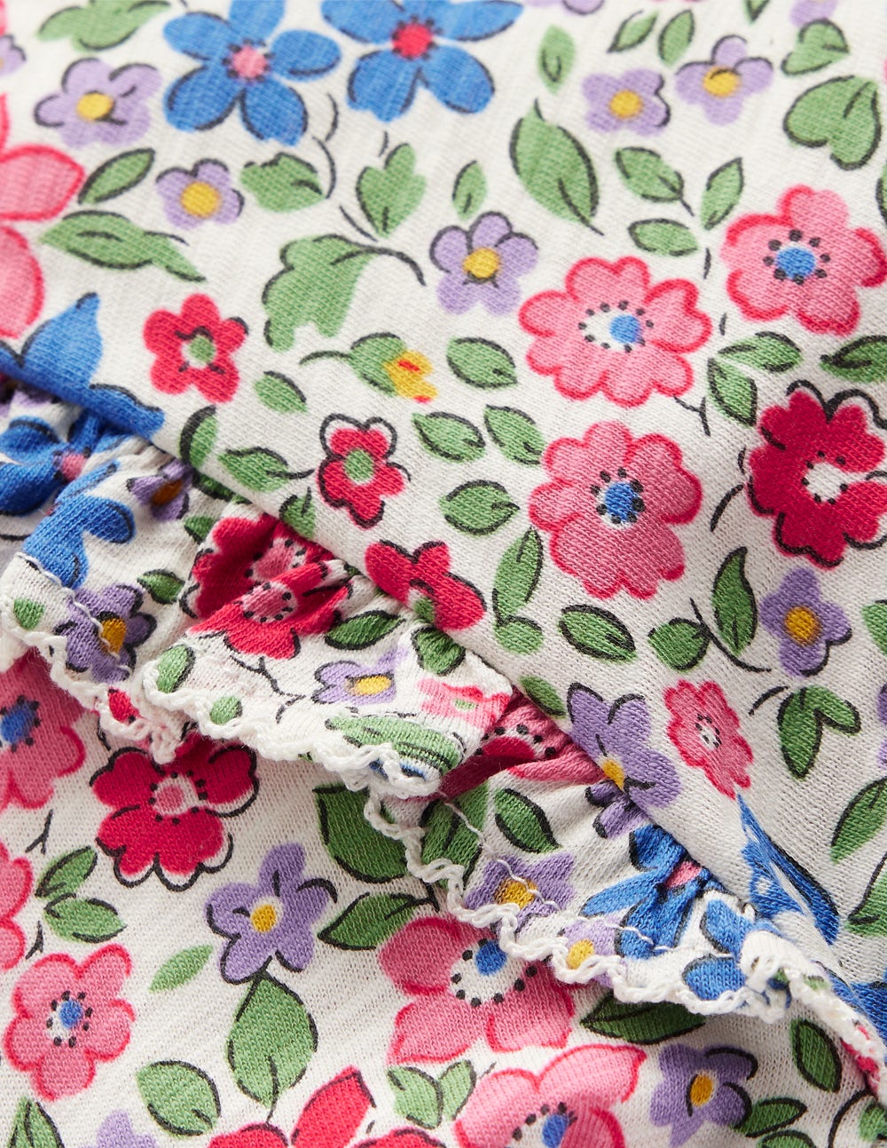 Frill Sleeve Slub Top-Rose Pink Flowerbed