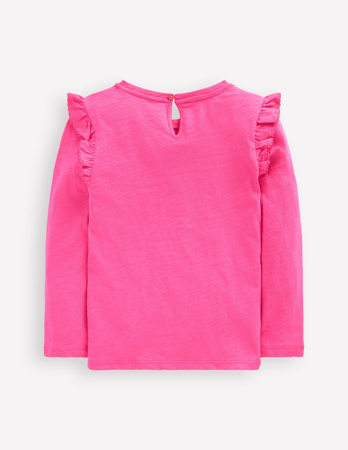 Frill Sleeve Slub Top-Sorbet Pink