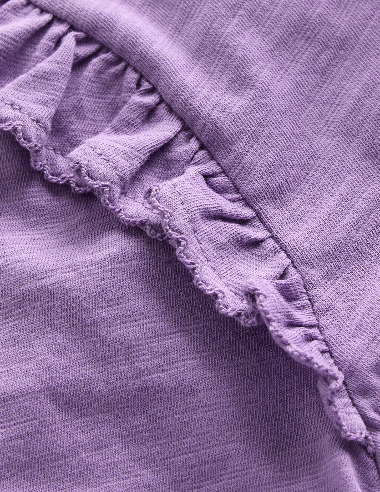 Frill Sleeve Slub Top-Aster Purple
