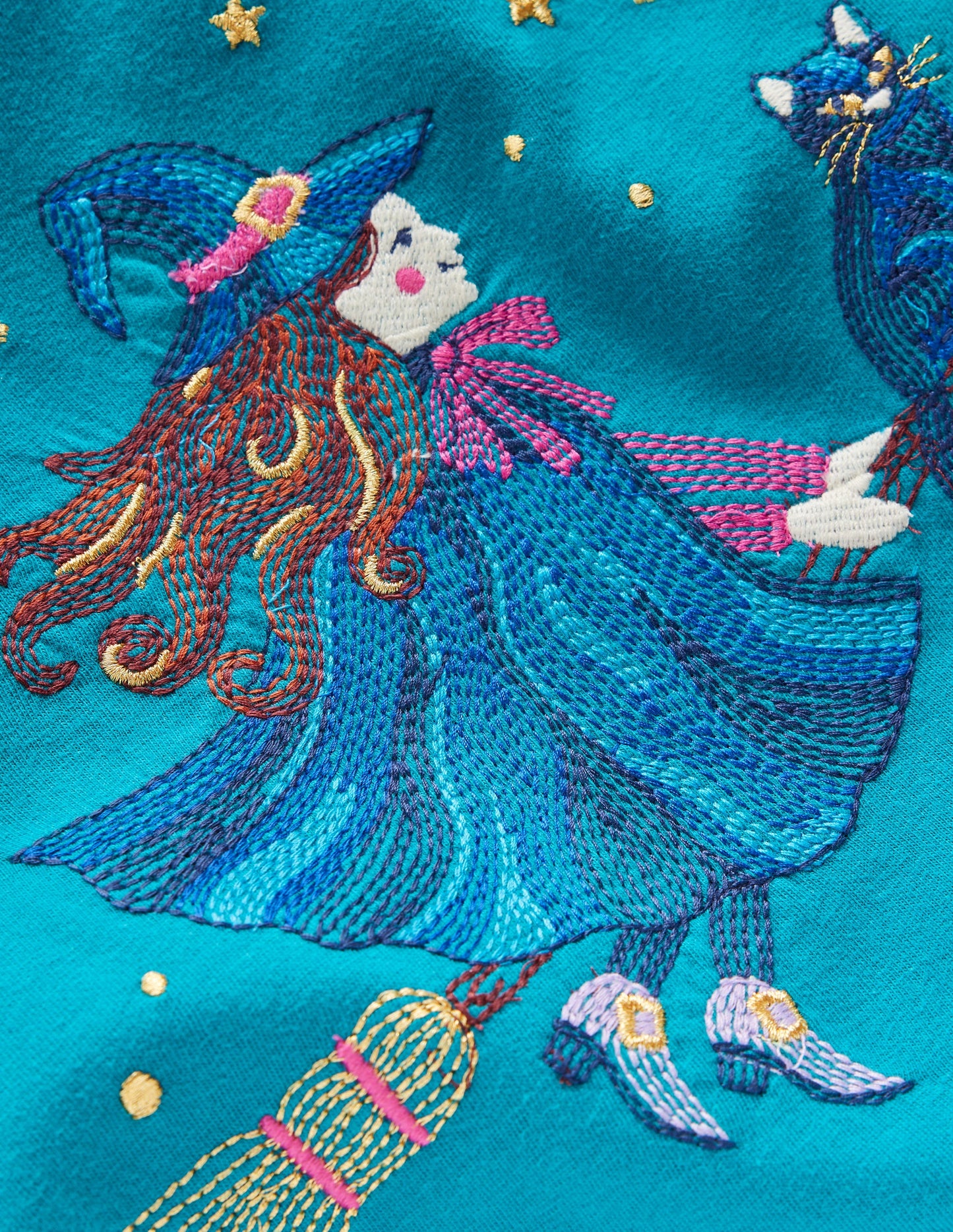 Long Sleeve Superstitch Tee-Deep Sea Green Witch