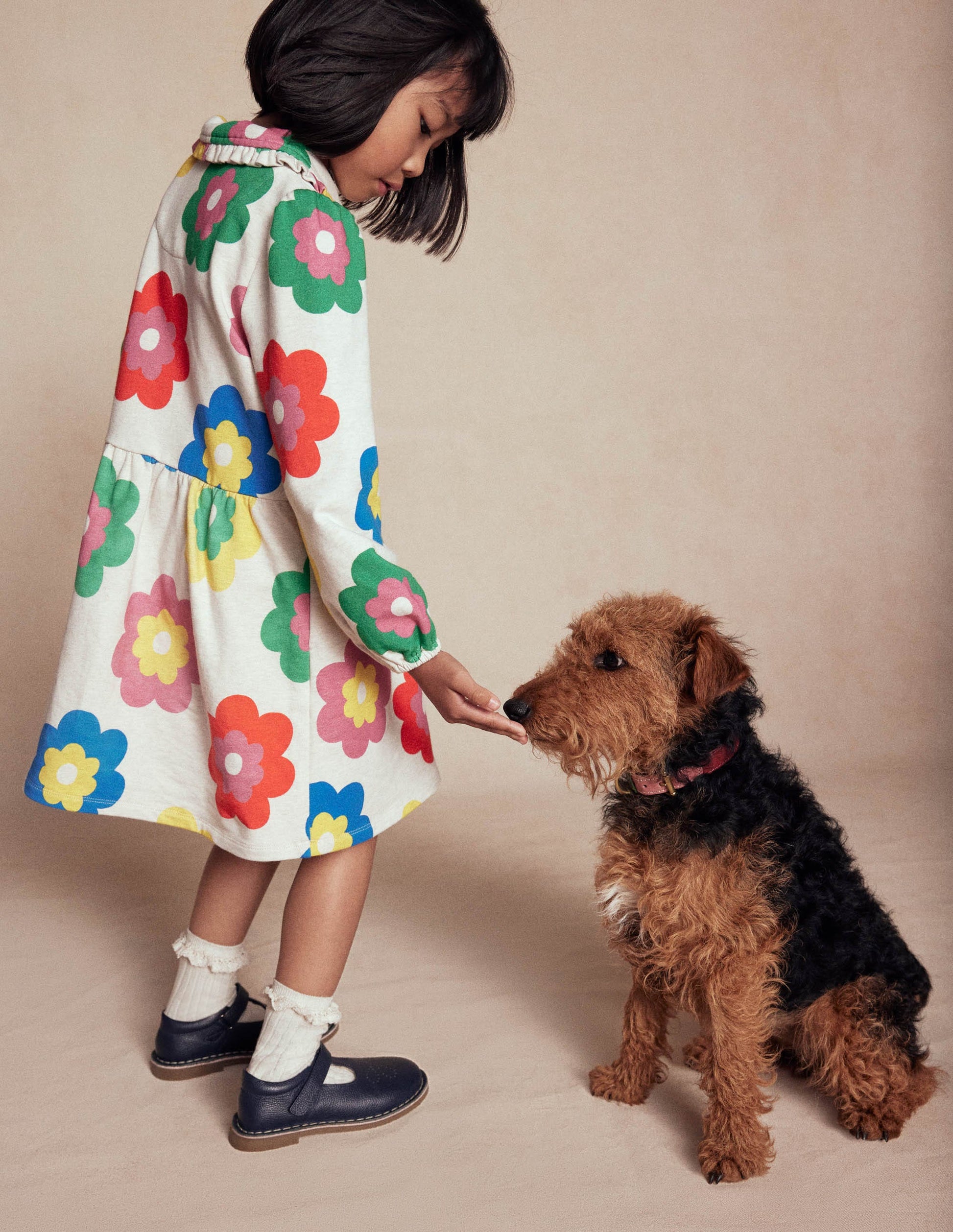 Cosy Jersey Shirt Dress-Multi Large Flower-1