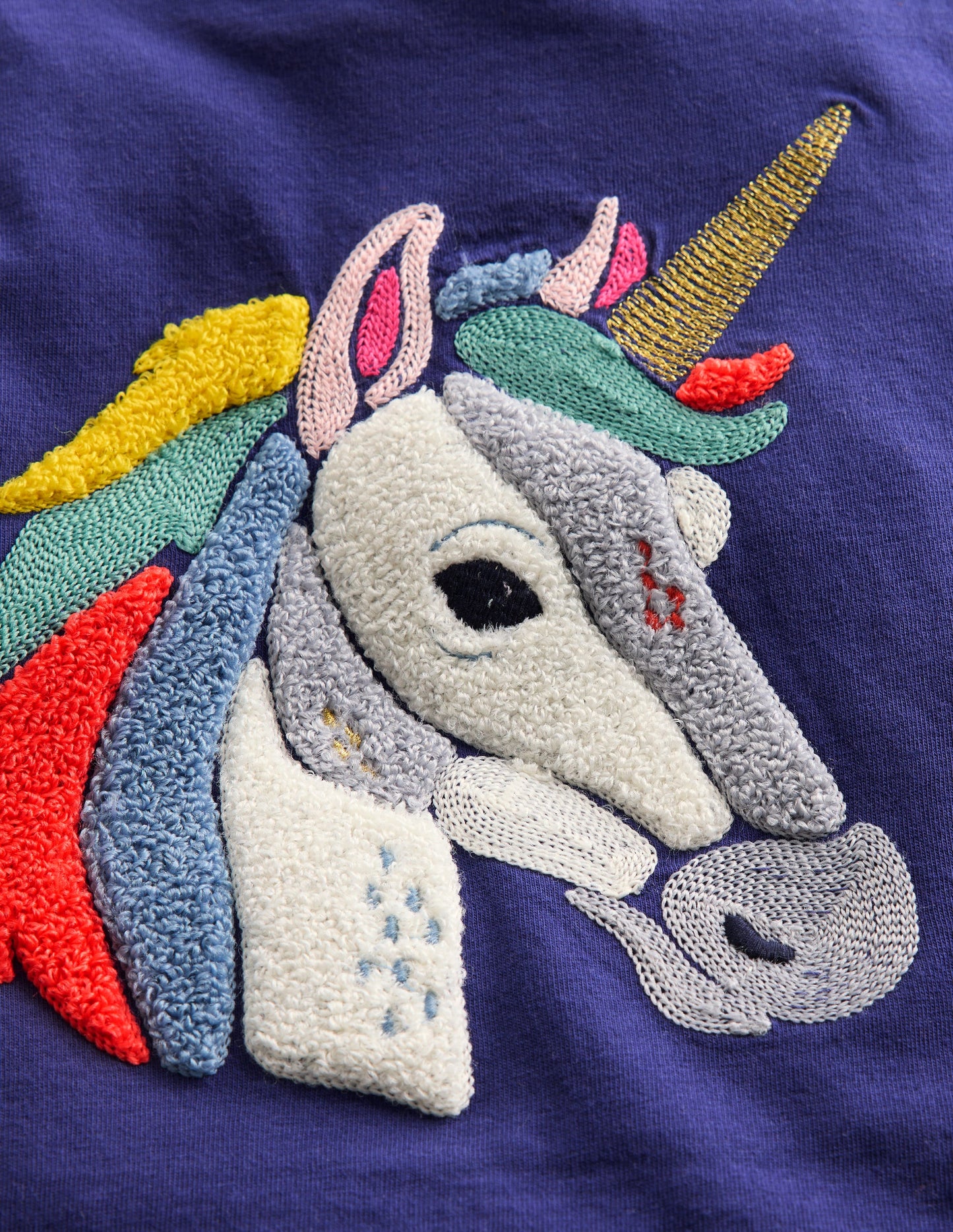 Long Sleeve Bouclé T-shirt-Starboard Blue Unicorn