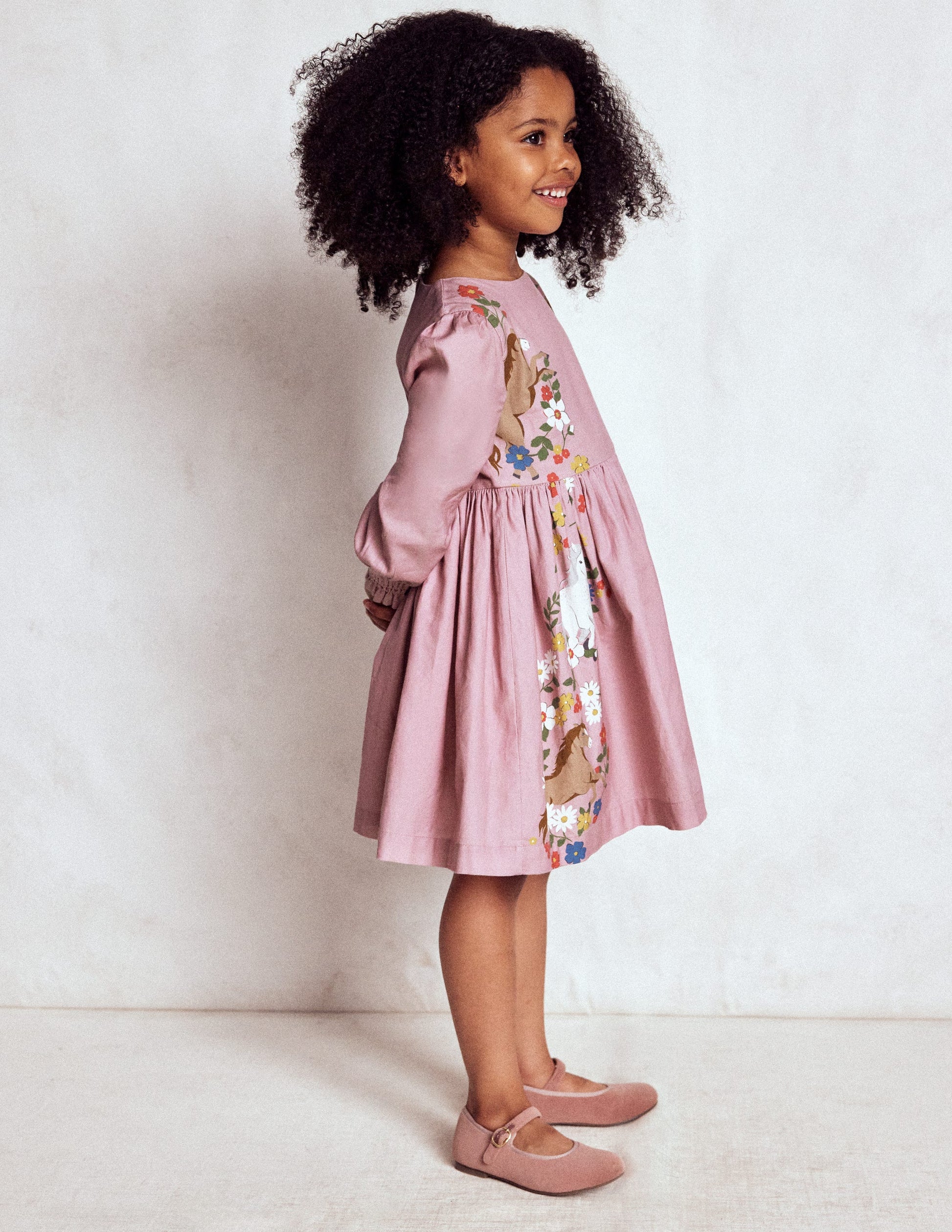 Madeline Long Sleeve Dress-Formica Pink Horses-3